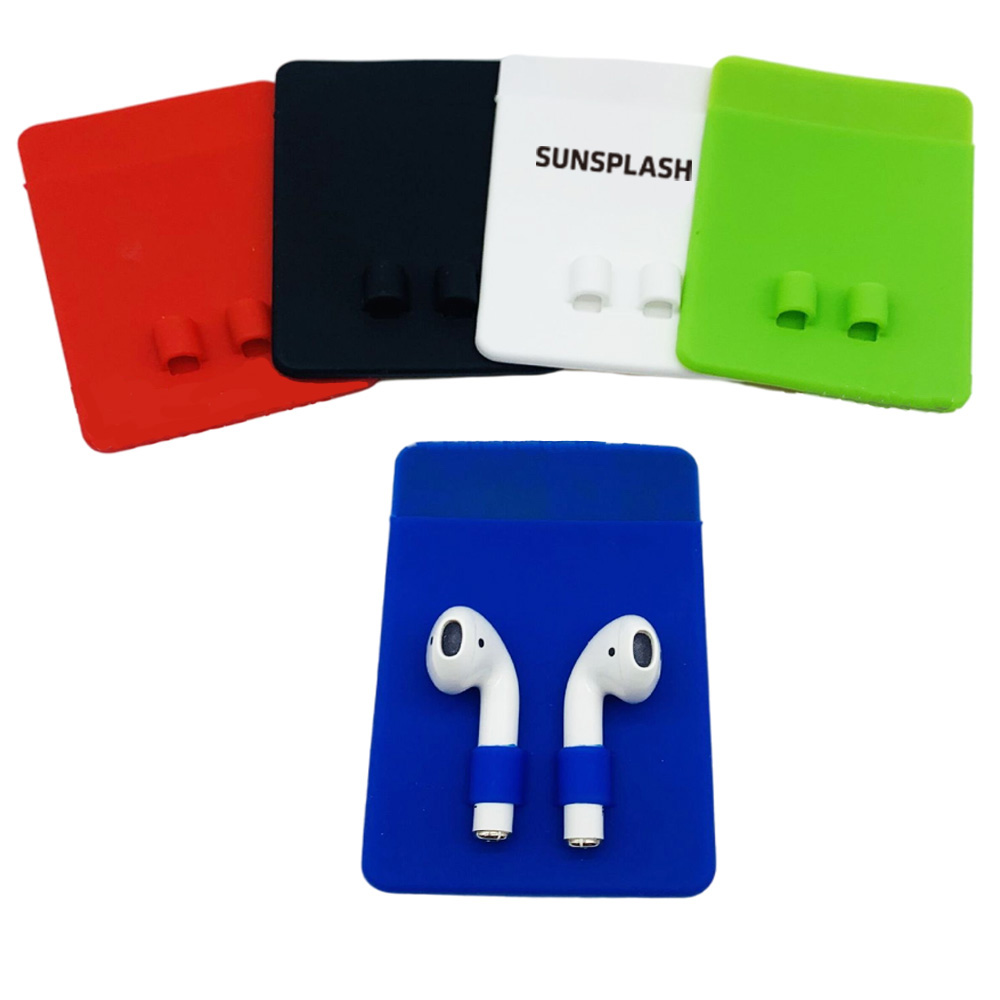Silicone Multicolor Imprinted Vent Phone Wallet With Stand 1