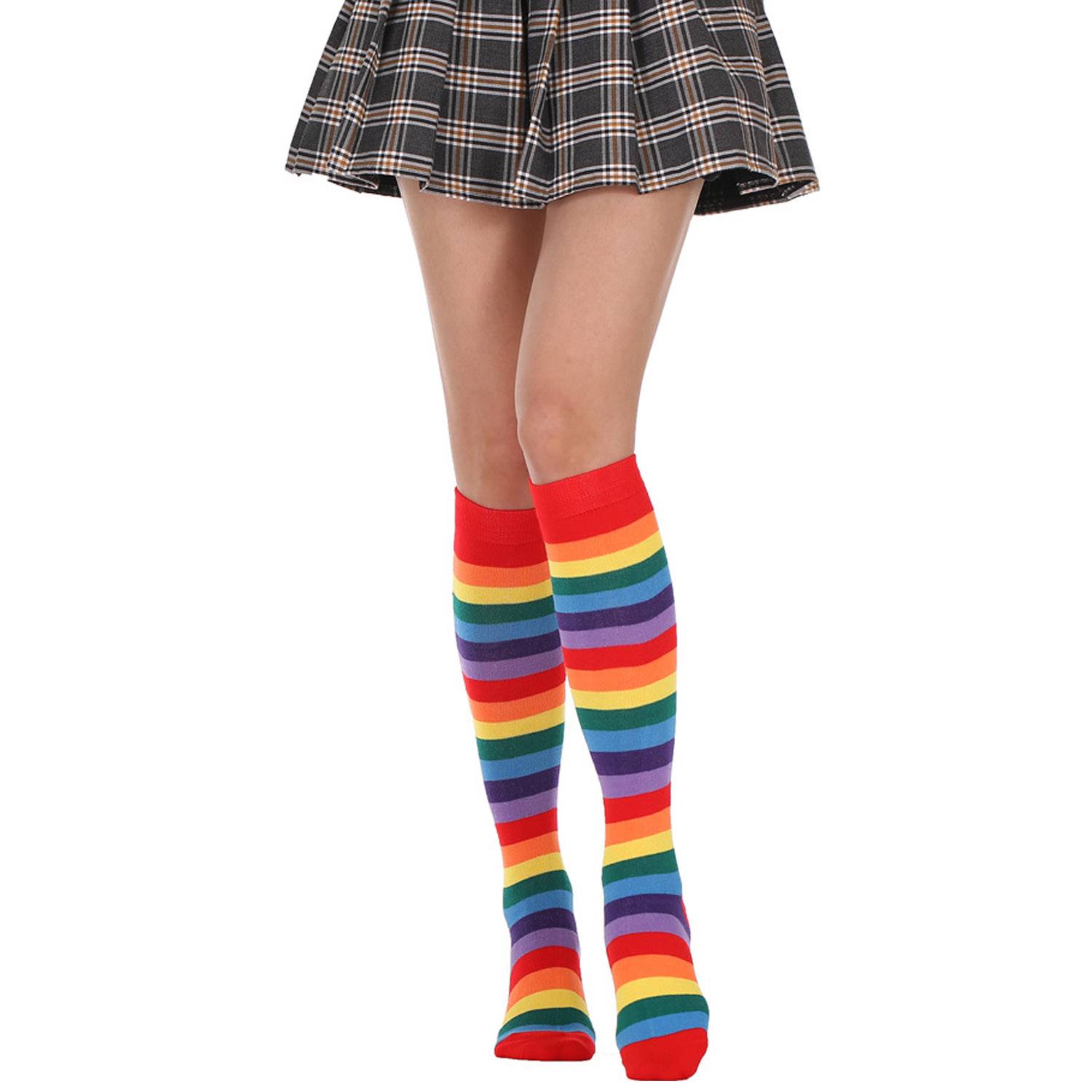 Rainbow Striped Knee High Tube Socks 2