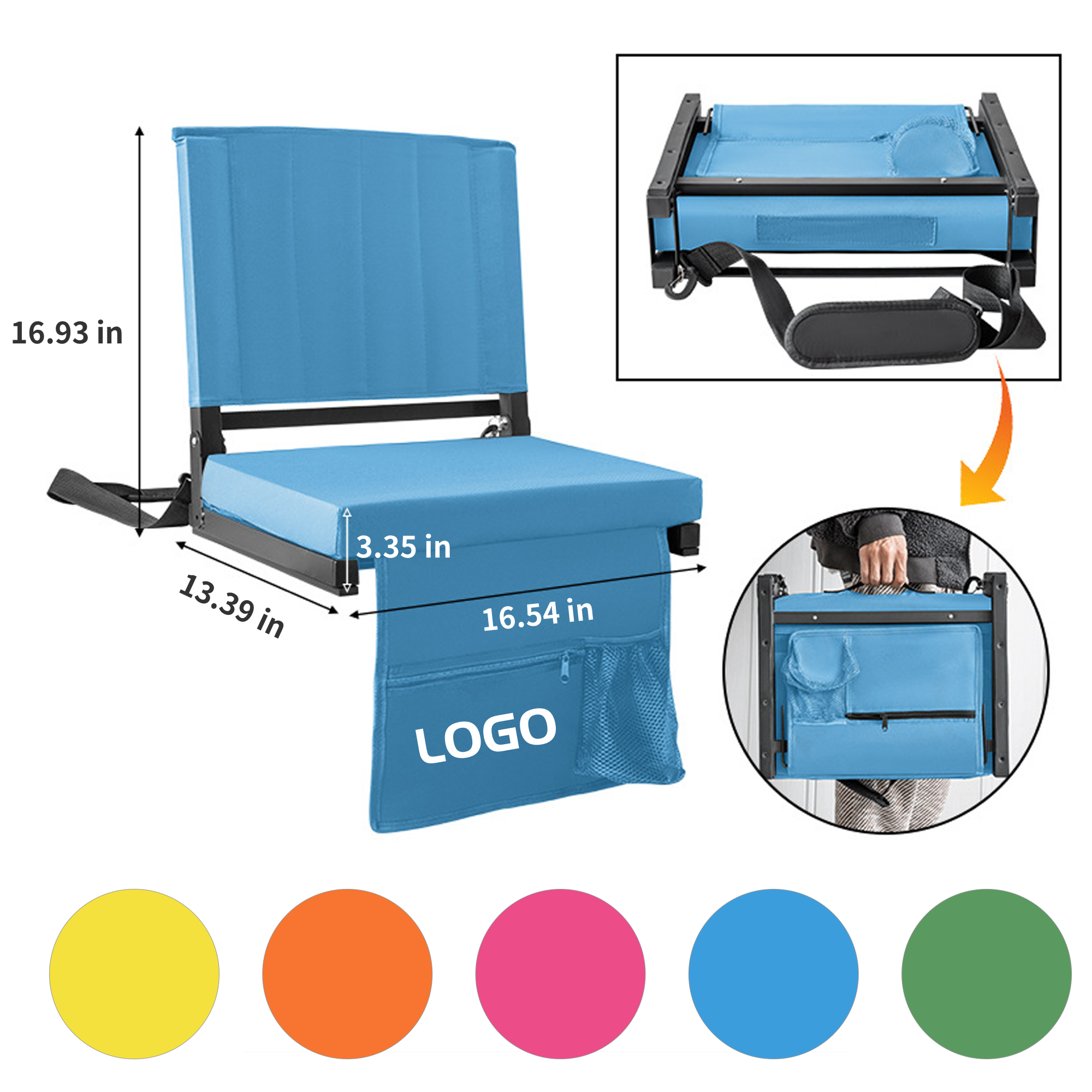 Custom Iron Oxford Fabric Bleacher Chair 2