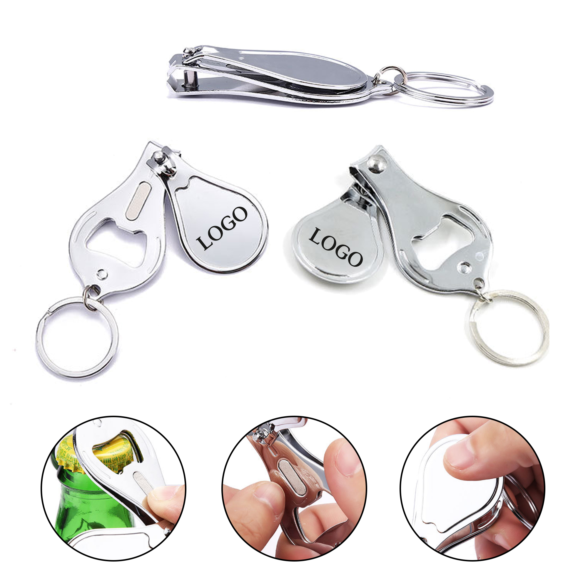 Full Color 3 in 1 Keychain Tool Bottle Opener Nail Clipper 2