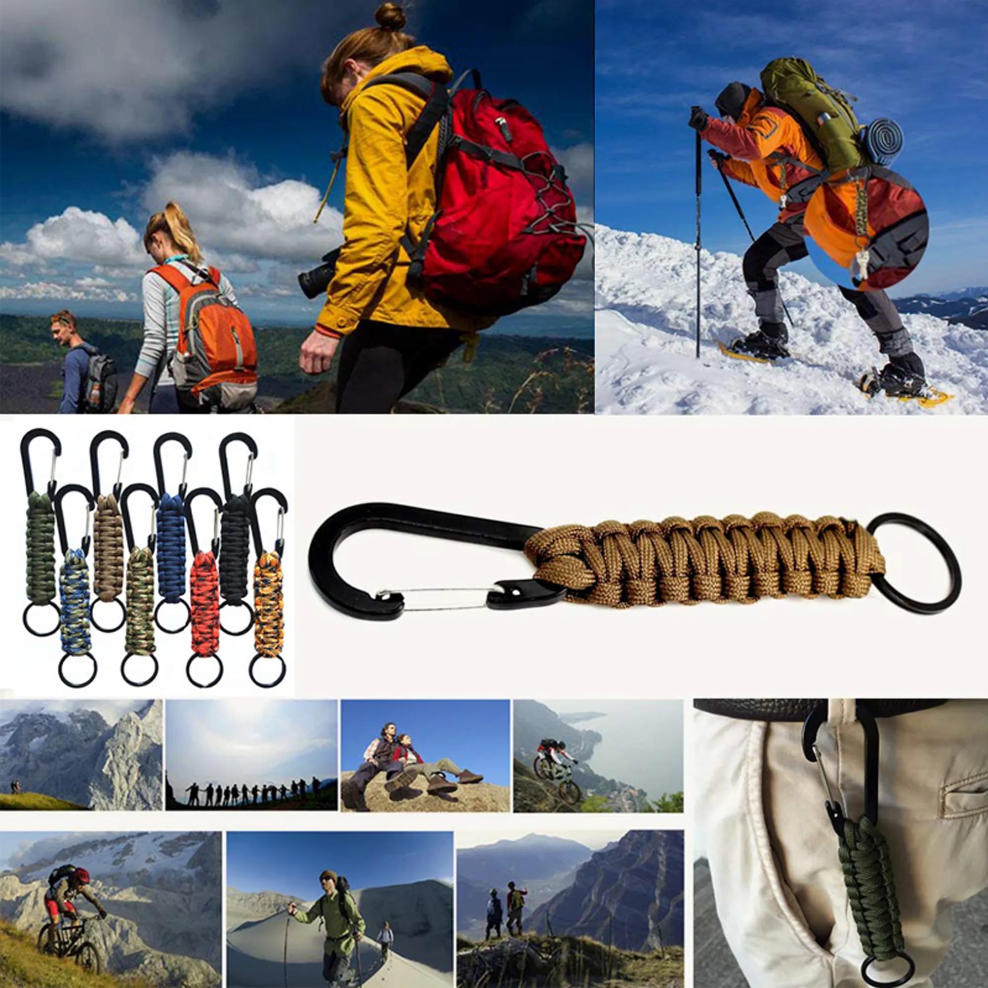 Paracord Survival Rope Keychain Carabiner 9