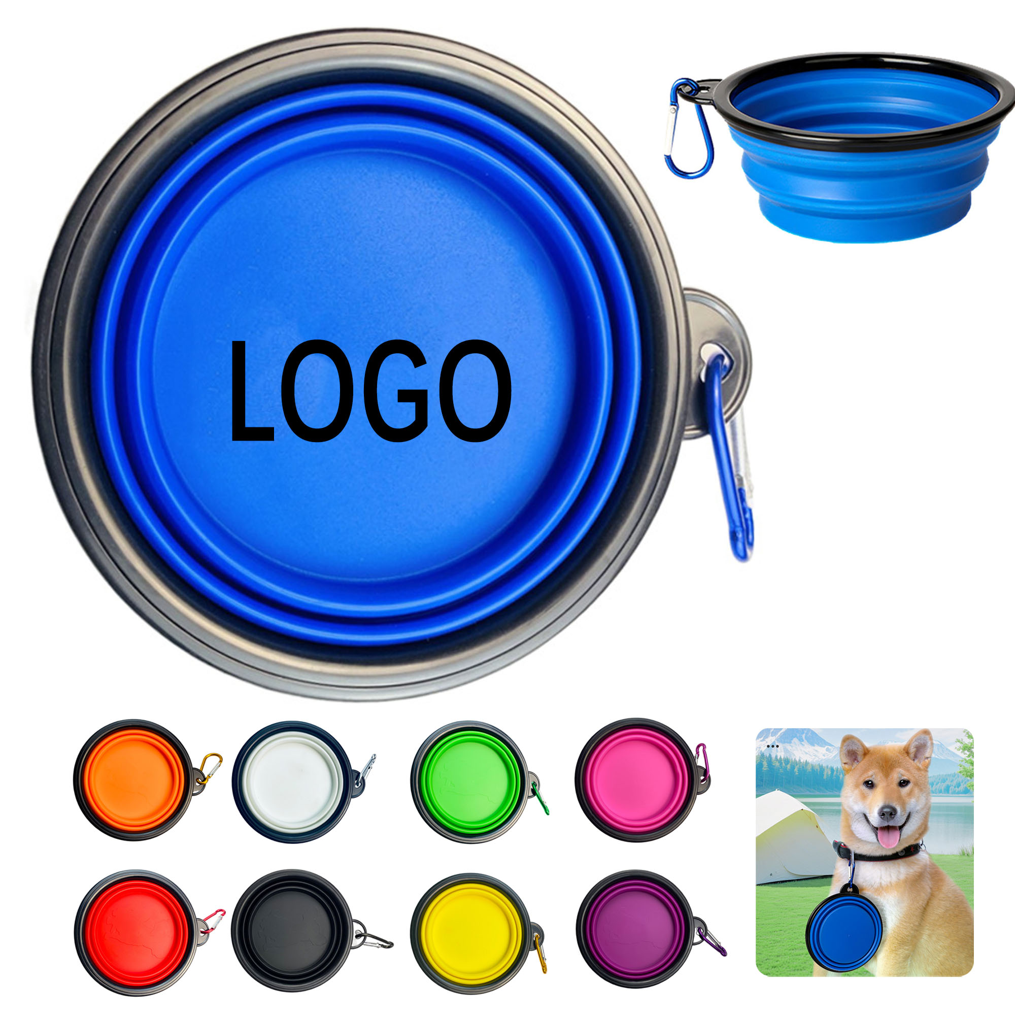 Collapsible Pet Bowl Food Safe With Carabiner 2