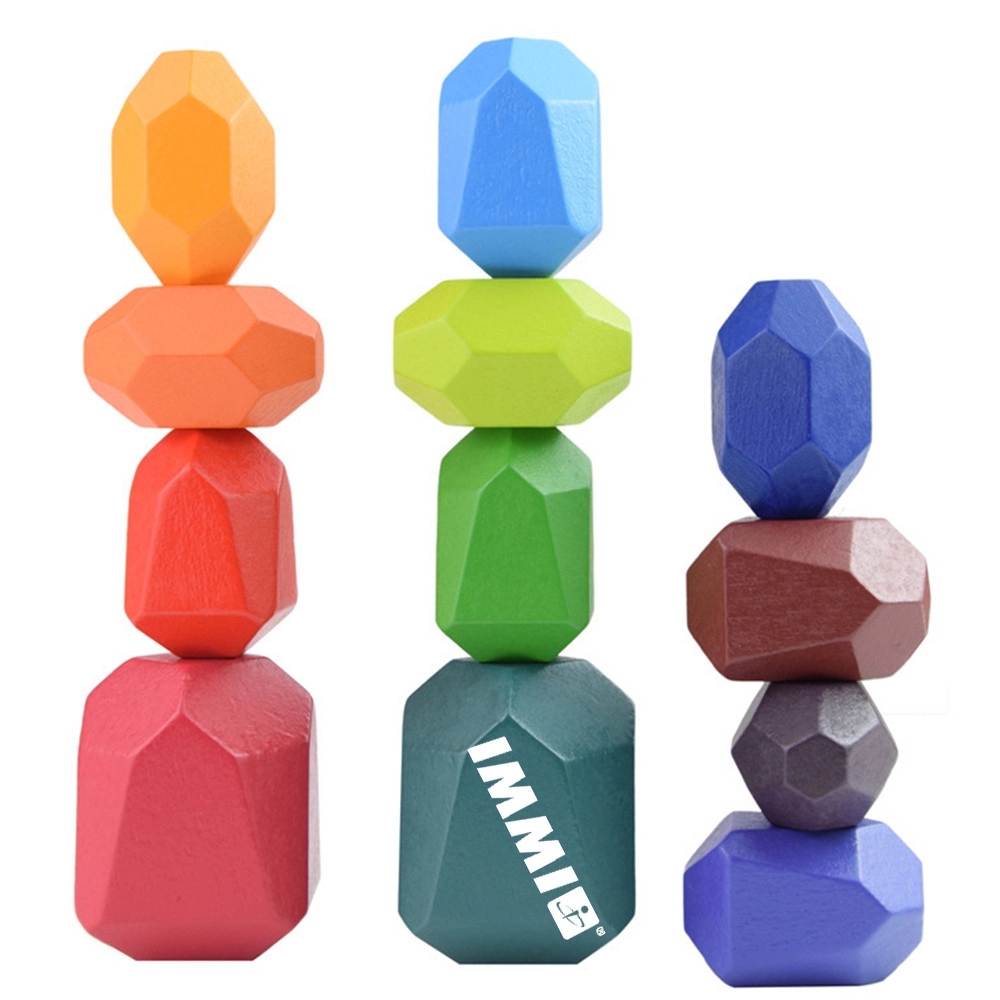 Stacking Stones Toy Wooden Rock 6