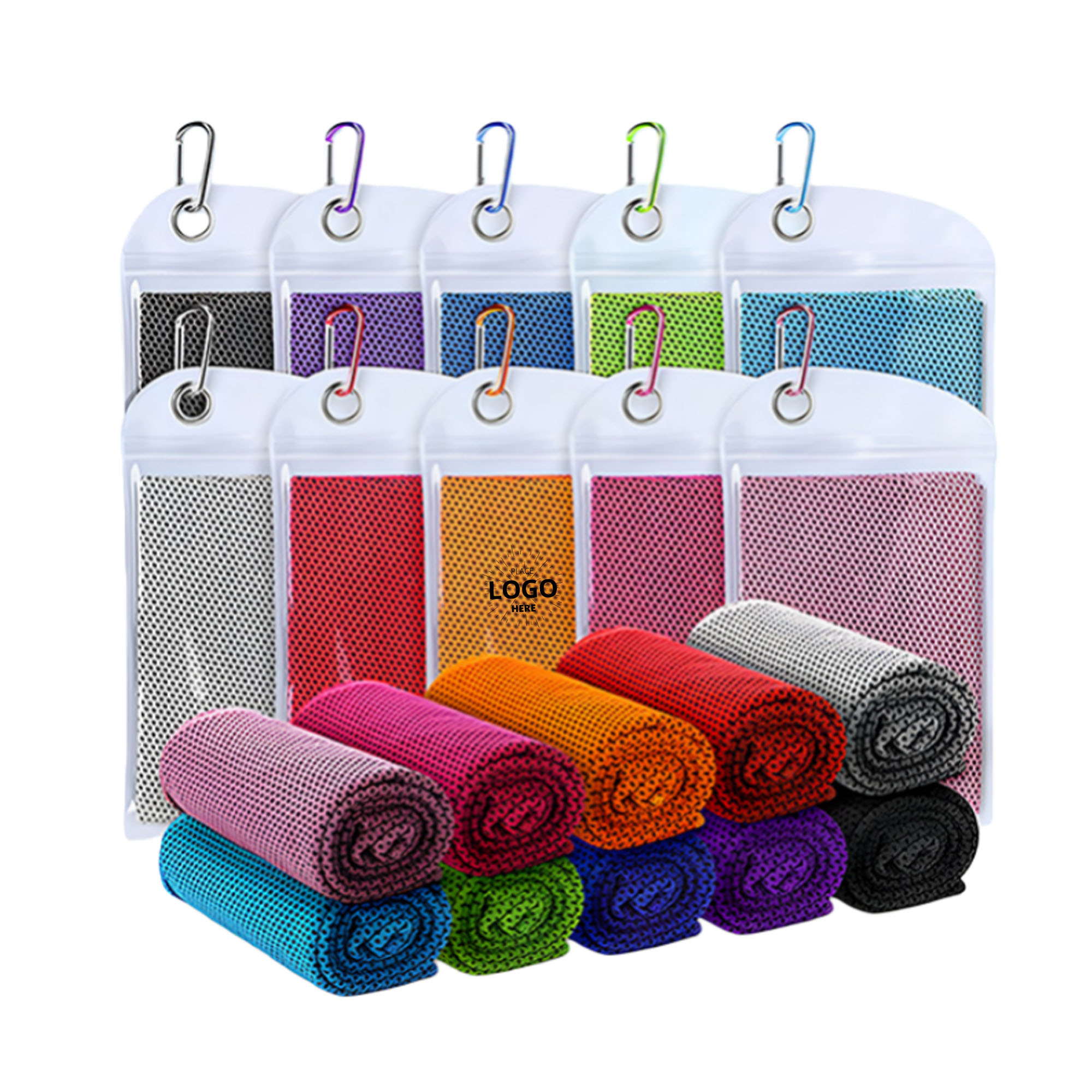 Sports Cooling Towel in Pouch with Carabiner 2
