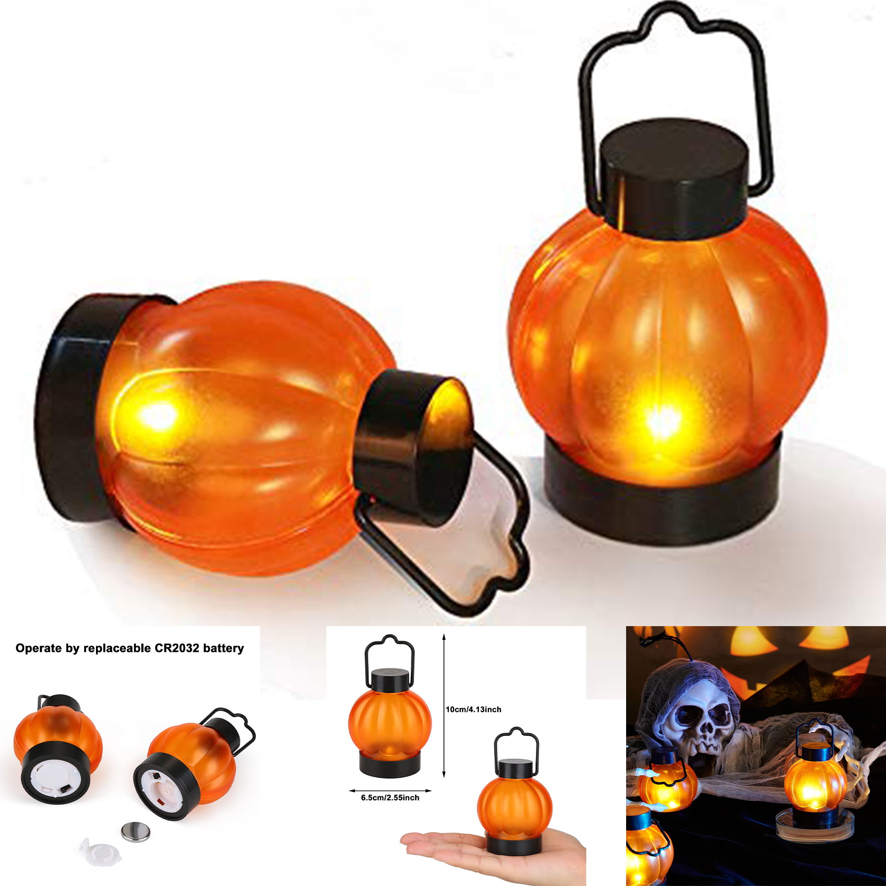 Flickering Pumpkin Lantern Tea Lights 2