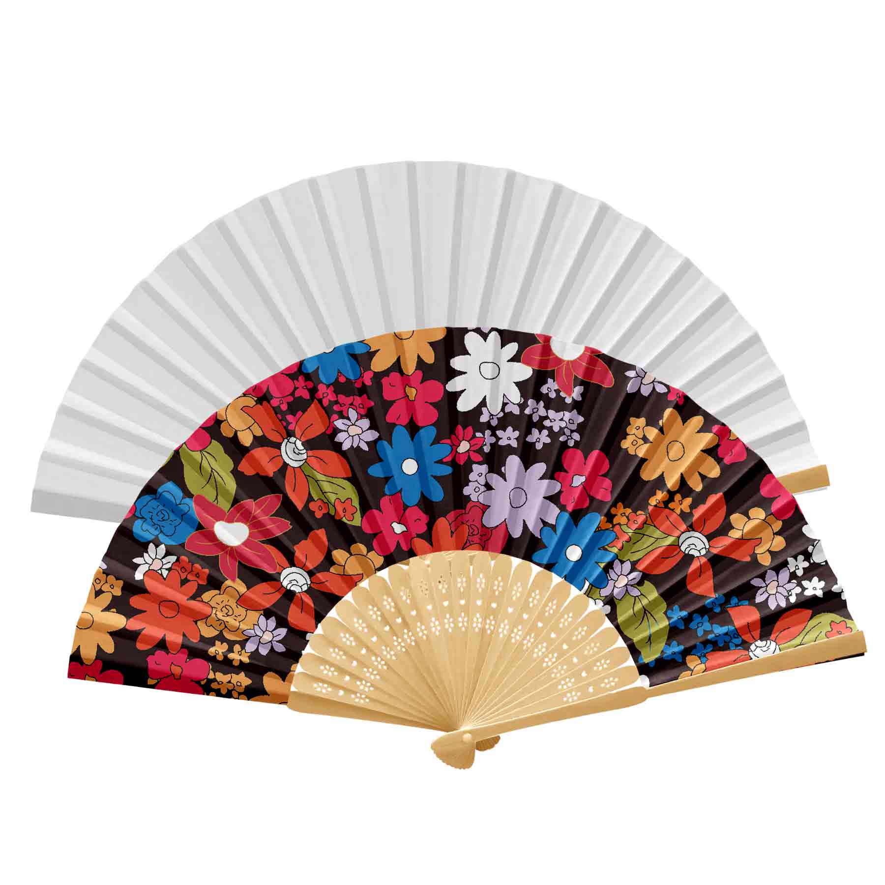 Handheld Foldable Full Color Bamboo Paper Fan 7