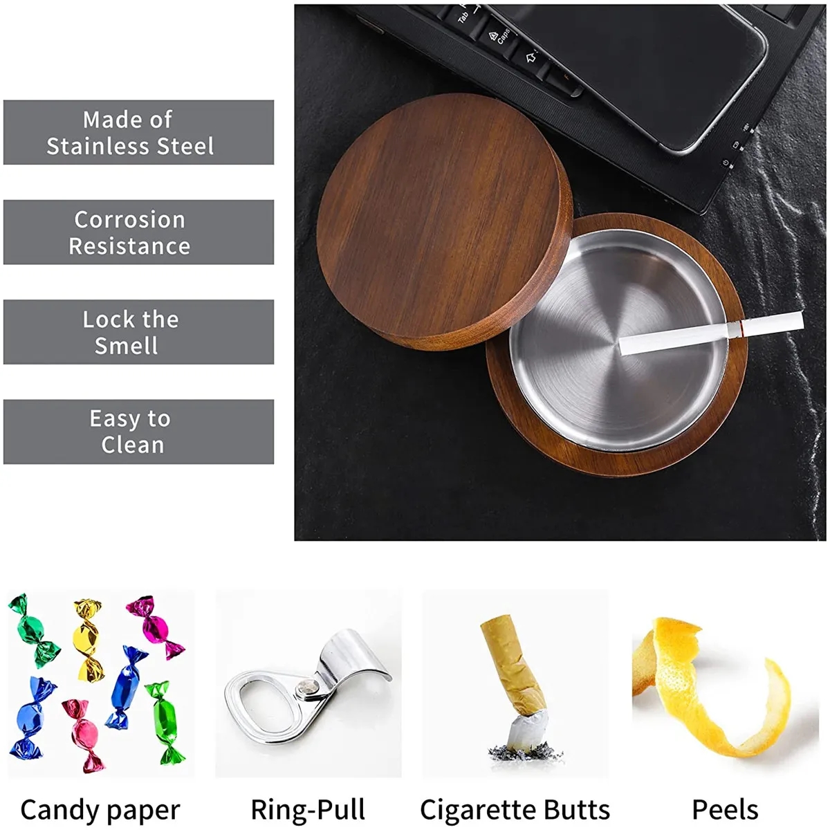 Wooden Ashtray with Lid 7