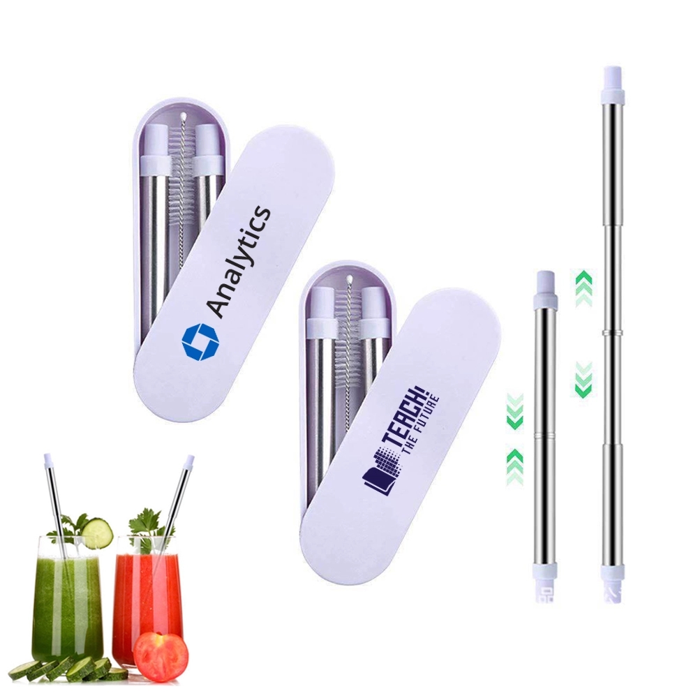 Telescopic Metal Drinking Straws with Case & Cleaning Brush 1