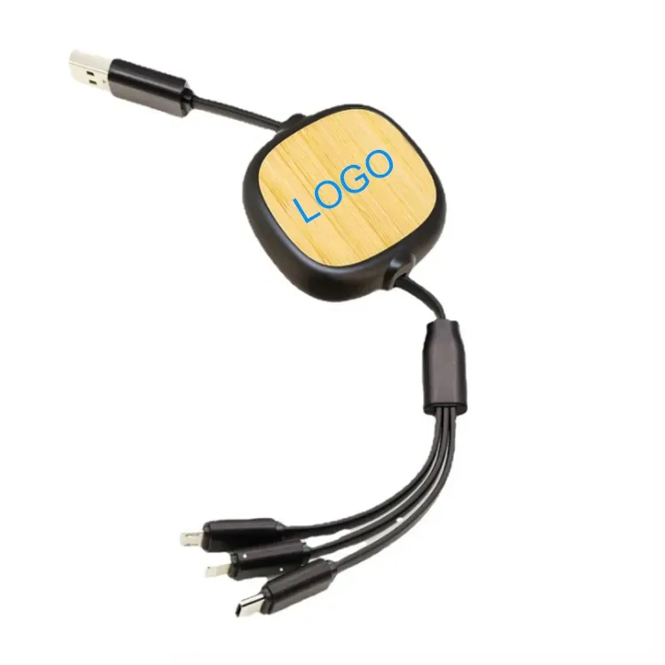 Bamboo Retractable 3-in-1 Charging Cables 2