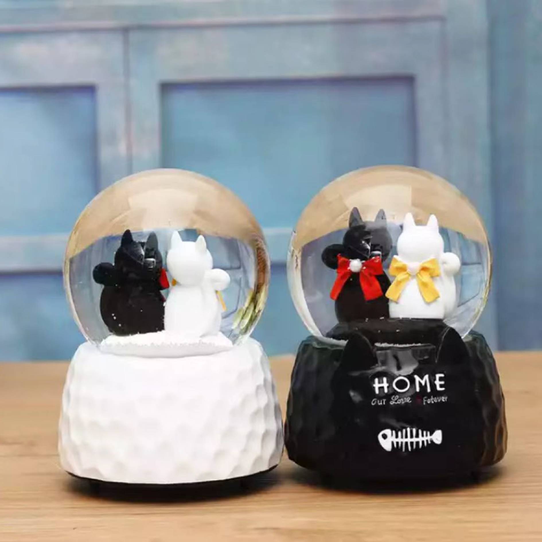 Custom Lovely Cat Snow Globe Ornament 3