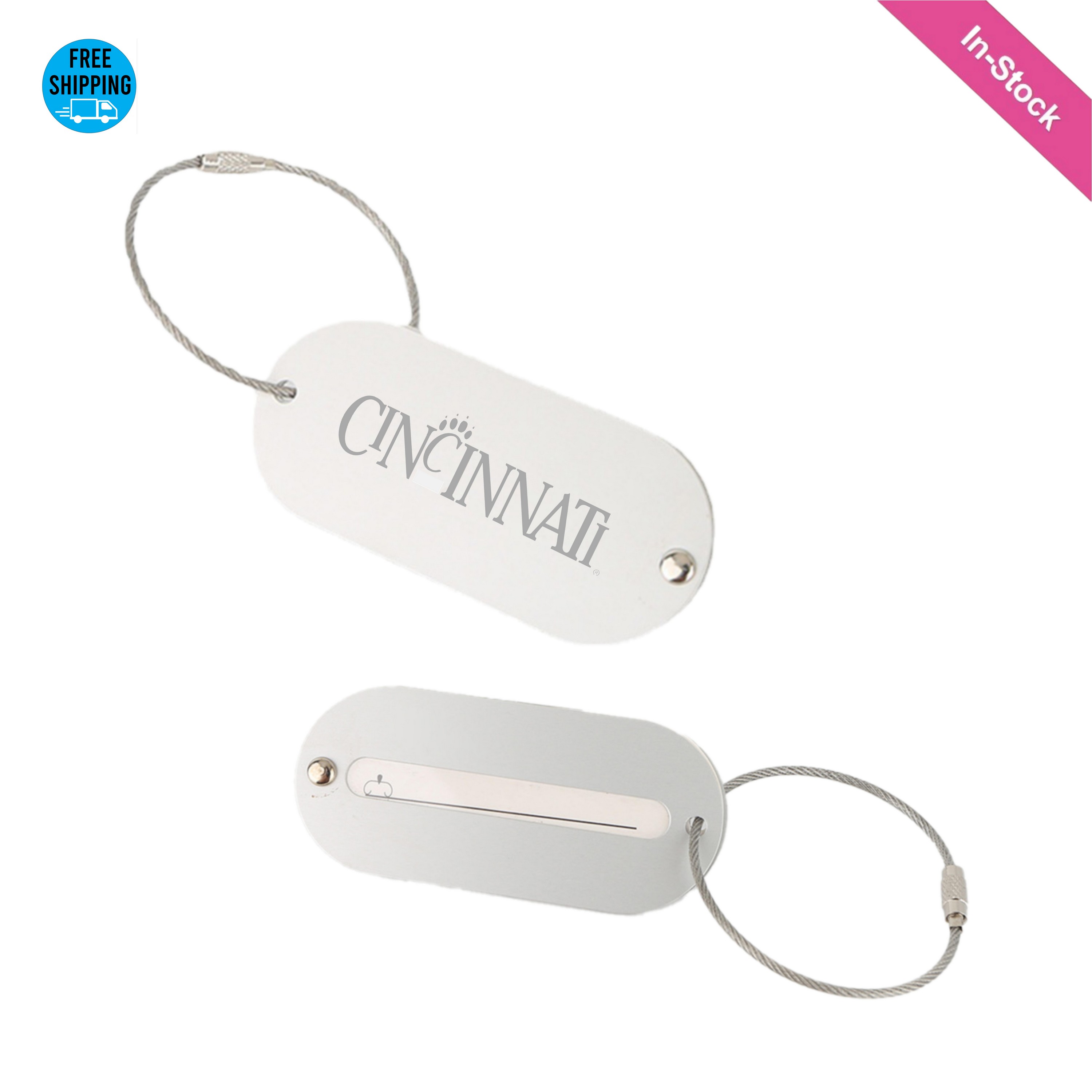Oval Aluminum Luggage Tag, custom luggage tag with logo imprint 3