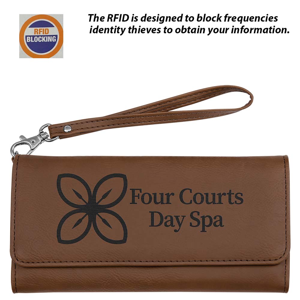 RFID Protected Dark Brown Leatherette Wallet with Strap 1