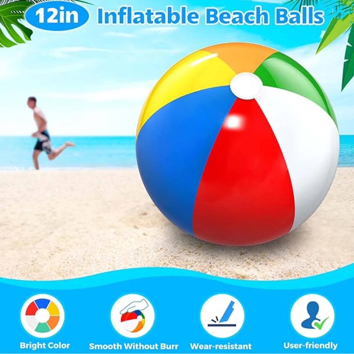 Summer Outdoor Rainbow Color PVC Sports Pool Beach Ball 3