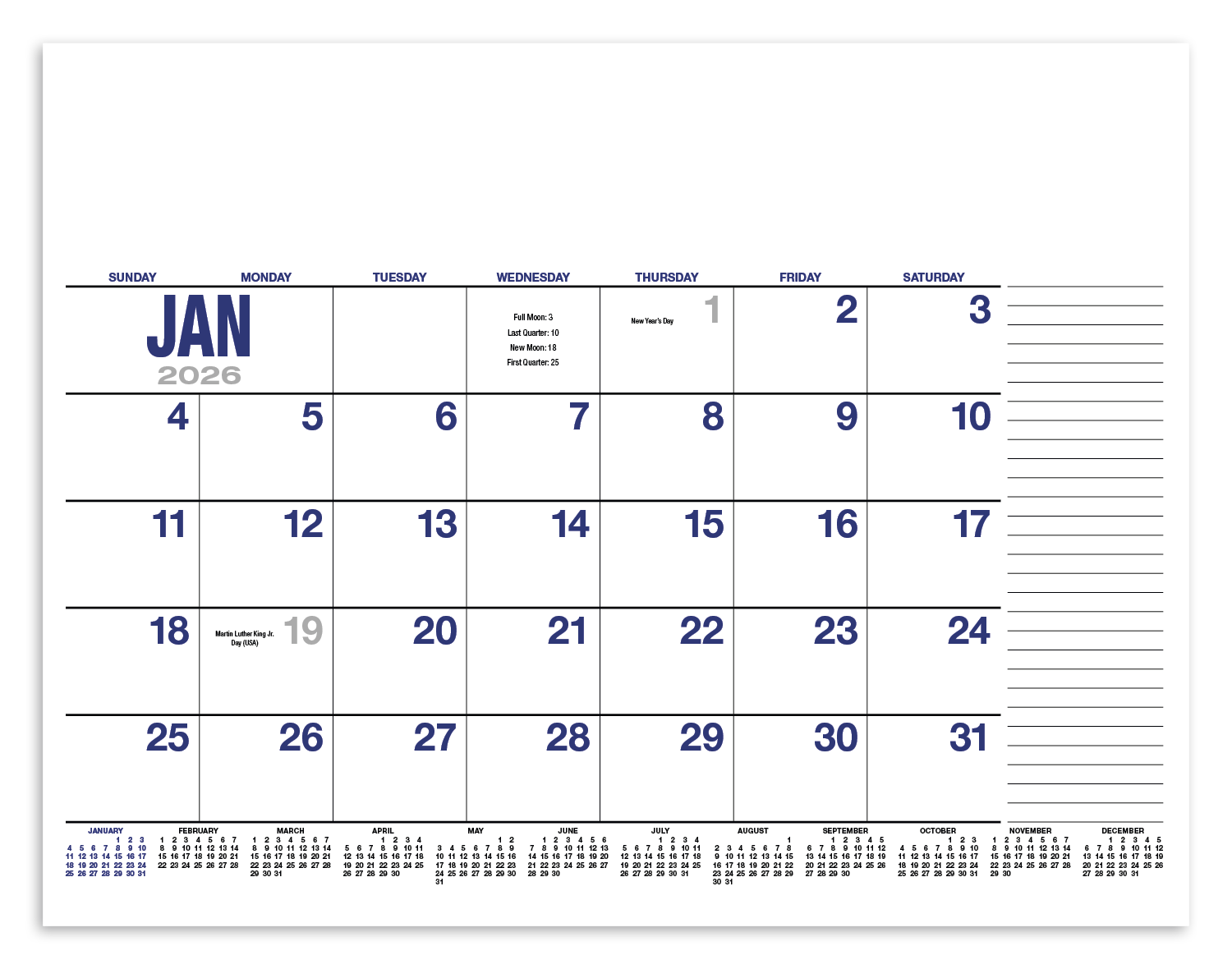 HotLine® Products 13-Month Desk Pad Calendar 44