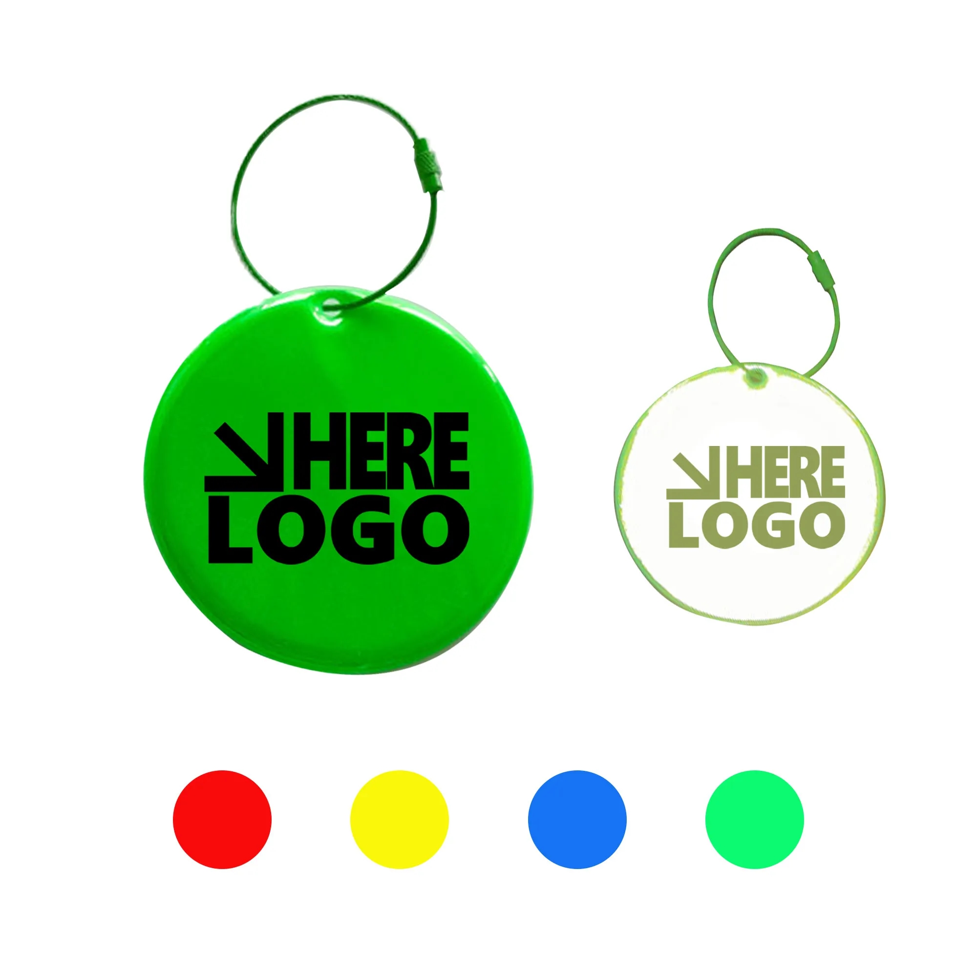 MOQ 100 Round PVC Reflective Circular Pendant 2"x 2"