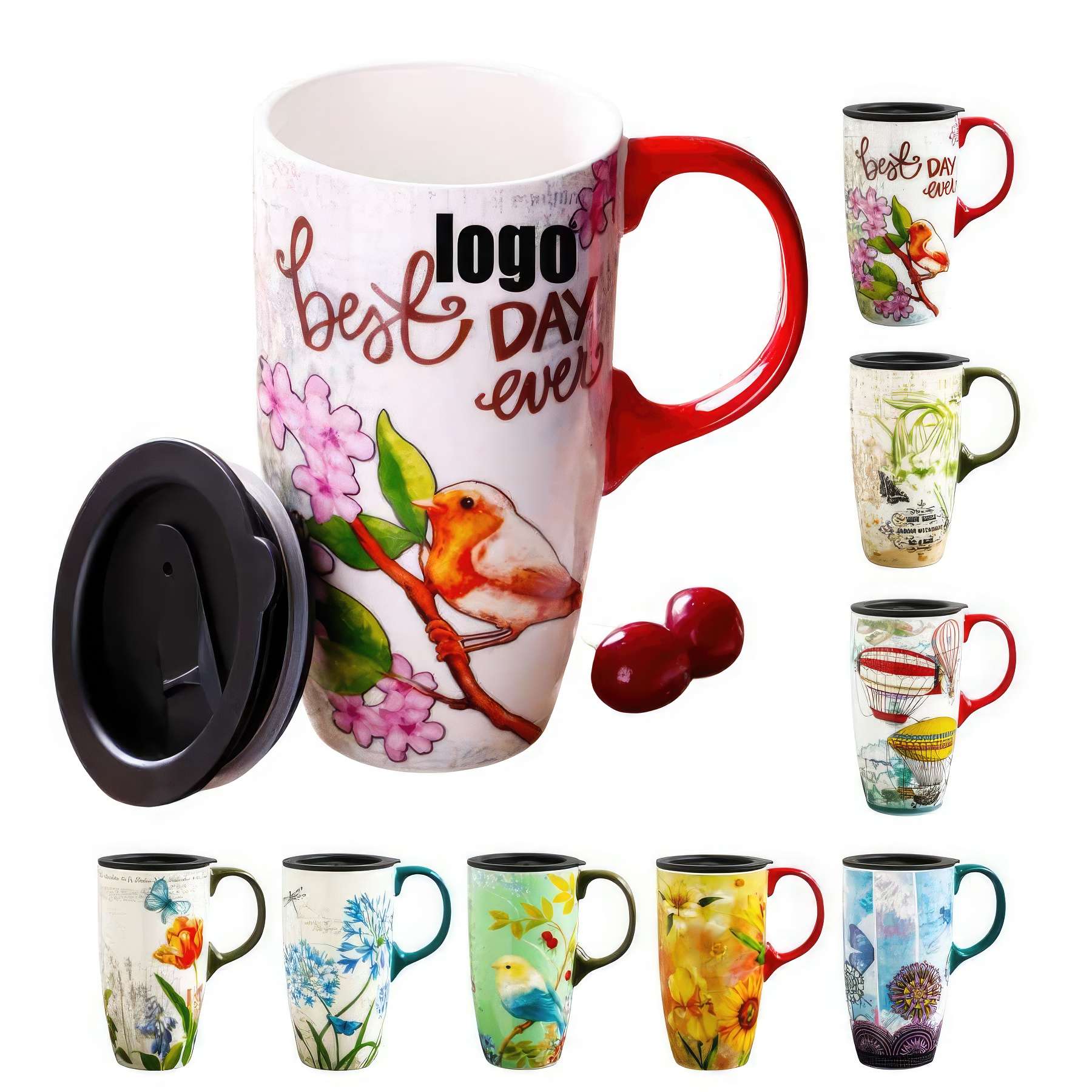 Large Capacity Ceramic Mug With Lid 1