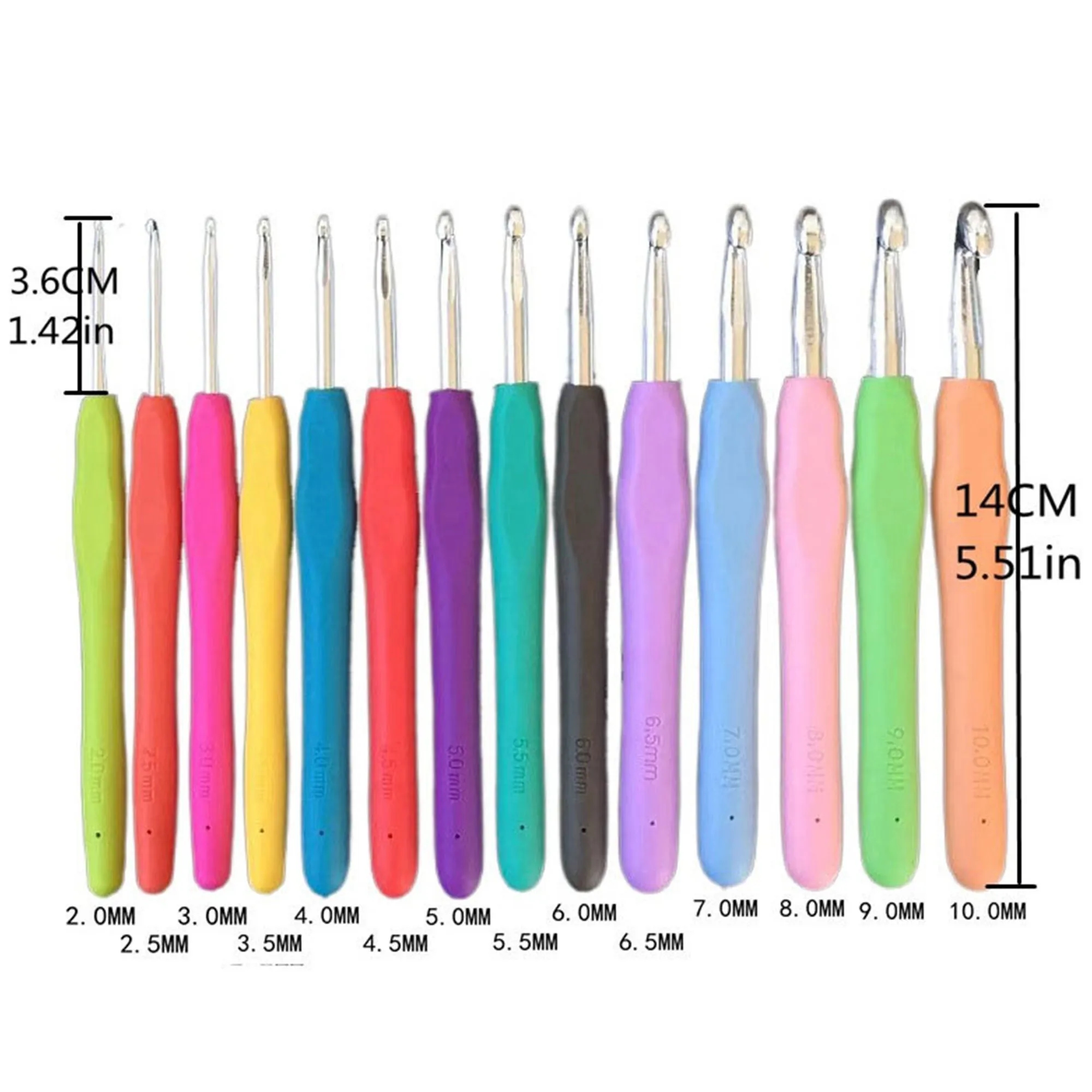 Premium Rainbow TPR Crochet Hook Set With Storage Bag 3