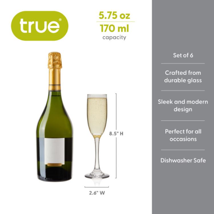 True® Stemmed Champagne Flute, set of 6 1