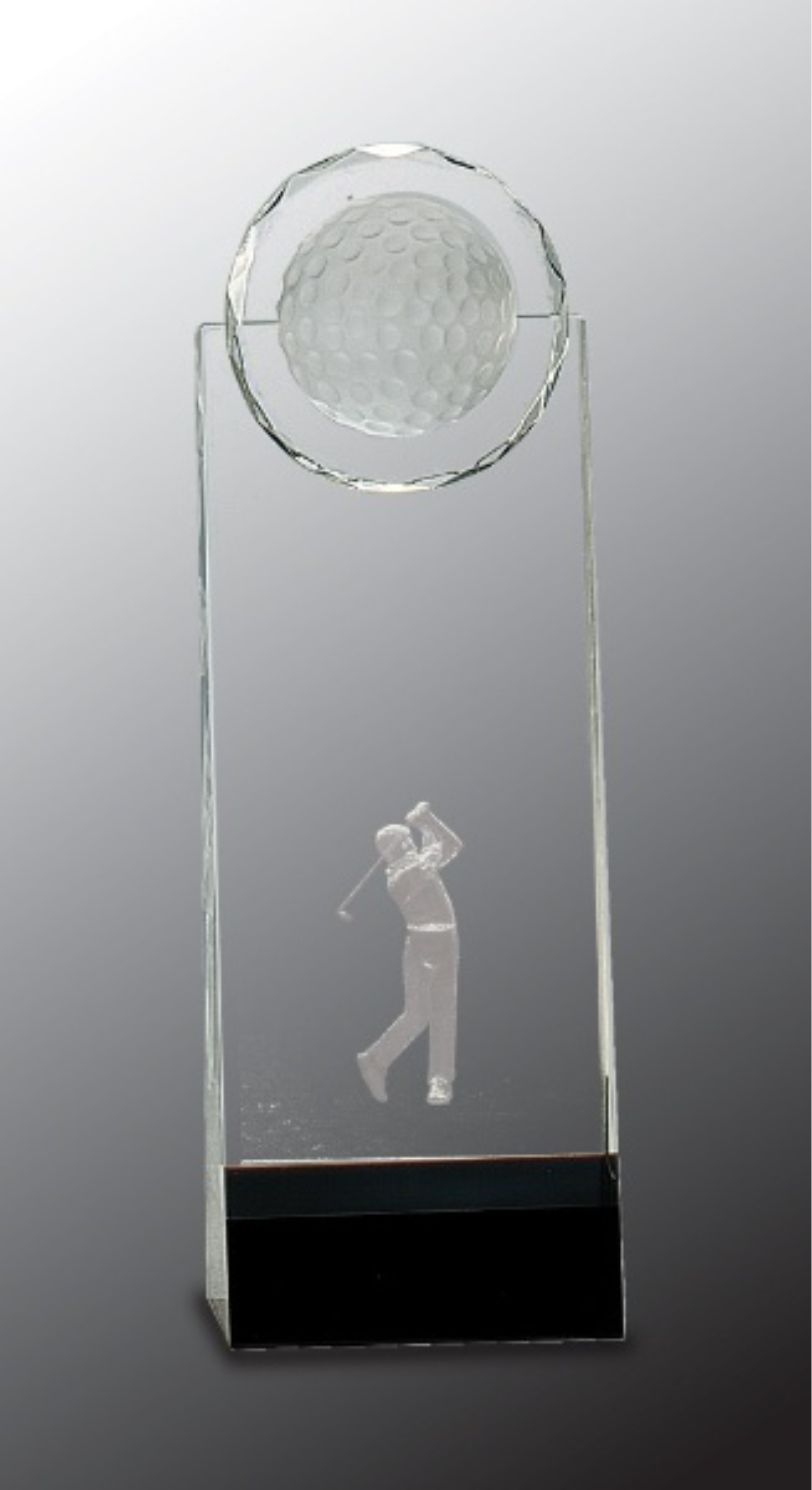 9 1/2" Clear/Black Crystal Standup Award with 3D Golfer 3