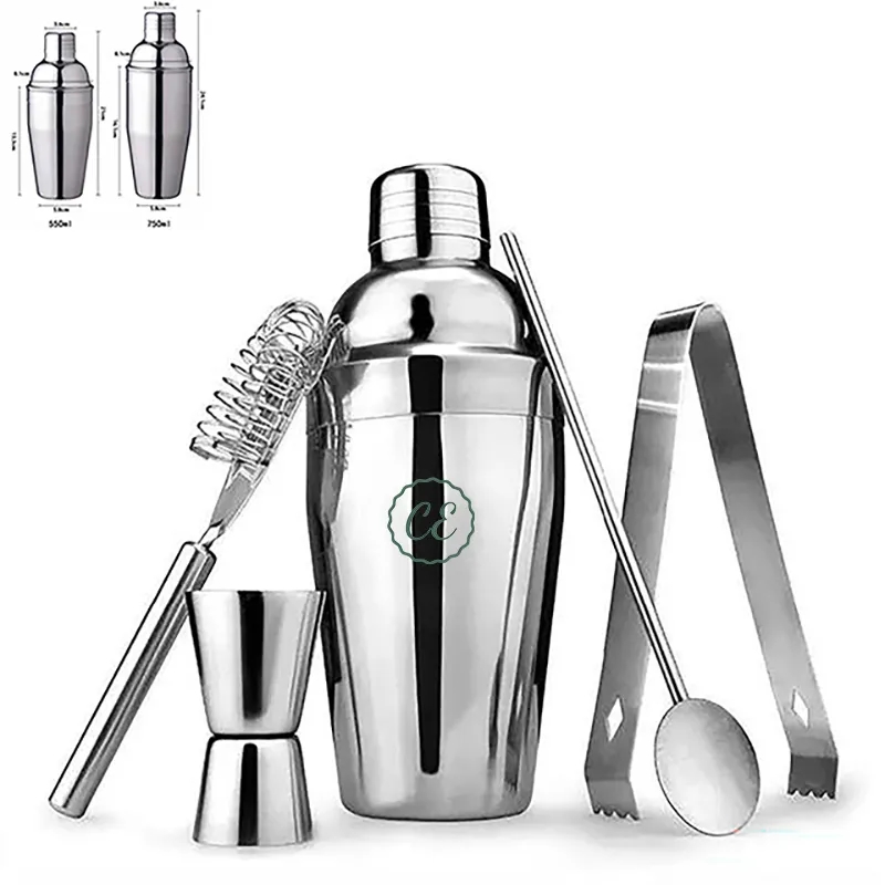 5 PCS Cocktail Shaker Set Stainless Steel 2