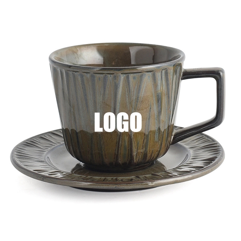 Custom 8 oz Ceramic Coffee Mug Saucer Set 3
