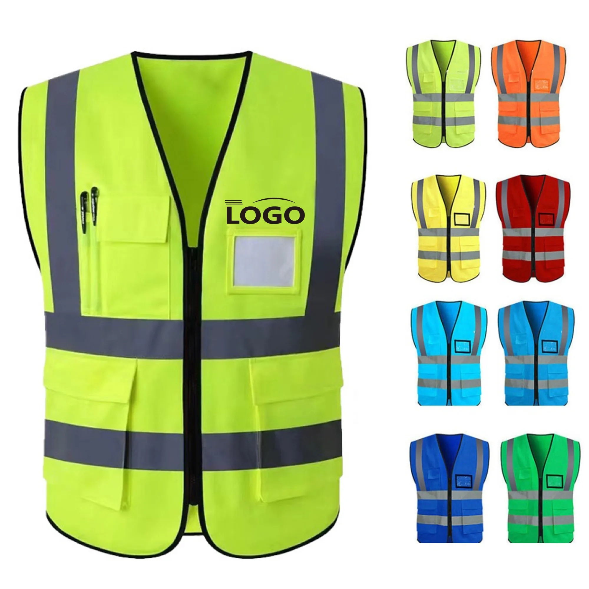 Reflective Safety Vests with Pockets and Zipper 3