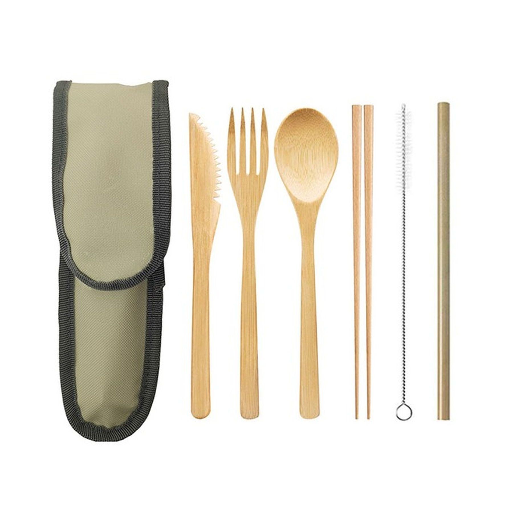 Travel Bamboo Cutlery Set Organic Utensils With Case 1