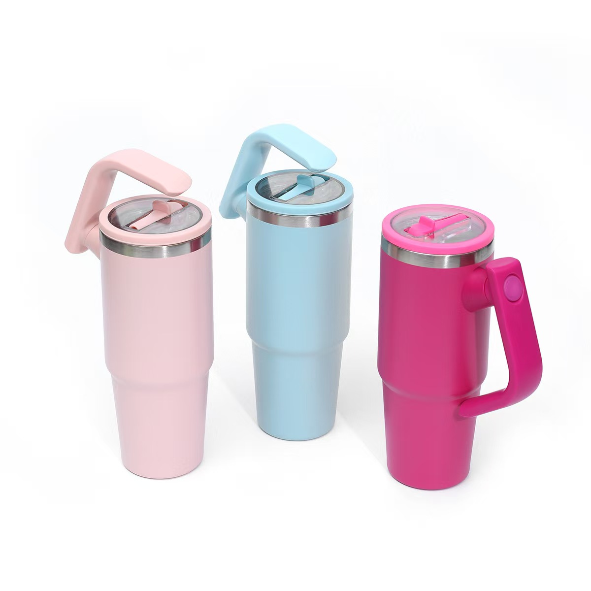 20oz, 30oz, 40oz Vacuum Stainless Tumbler With Rotatab Handle And Straw For Travel, Outdoors, Sport 10