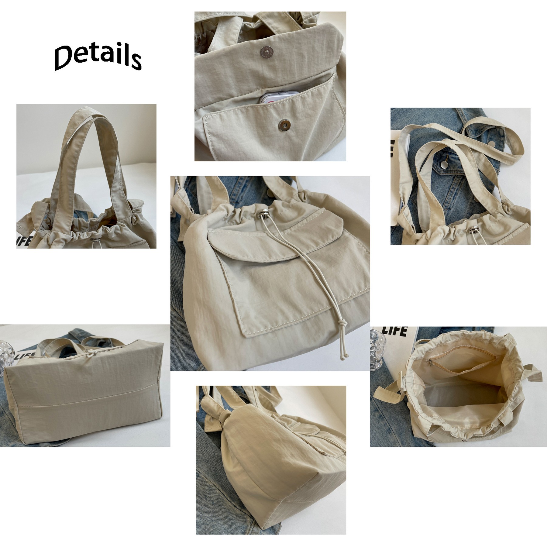 Solid Color Hand Portable Shoulder Bag 4