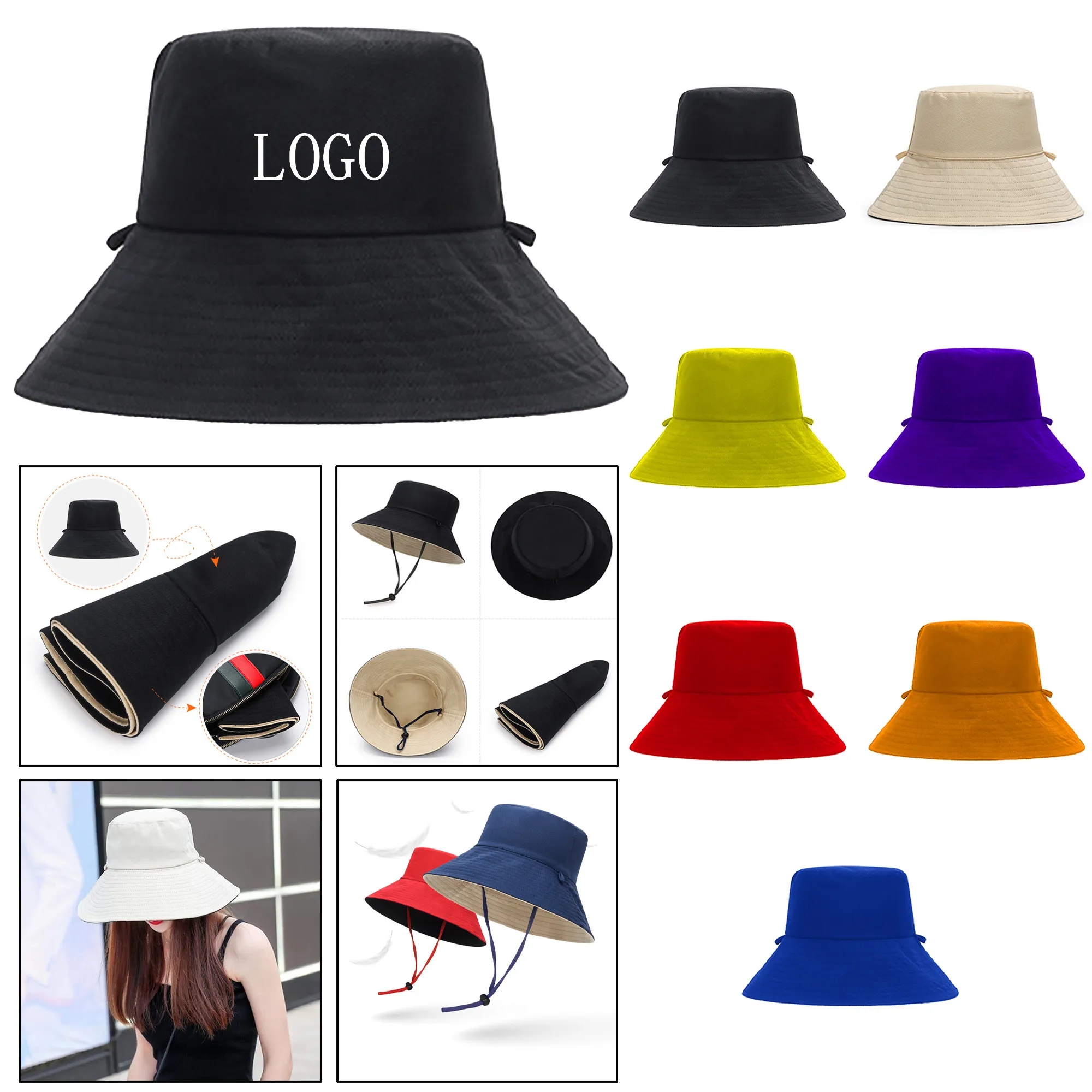 Double-Sided Bucket Large Brim Sun Hat 2
