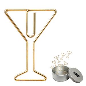 Cocktail Glass Shaped Paper Clips In Tin Box Set Of 16 6