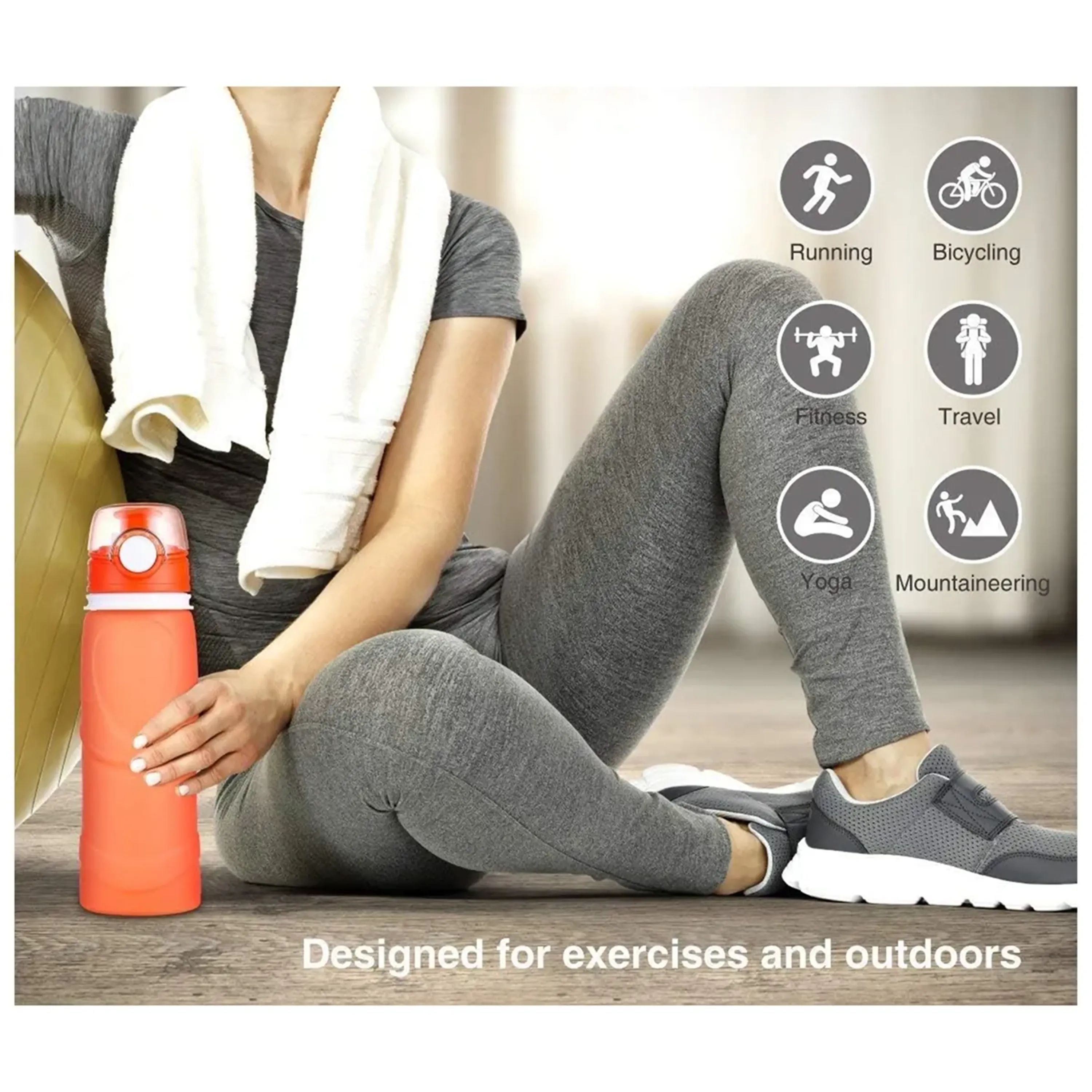 26 Oz Leak Proof Foldable Silicone Sports Water Bottles 3