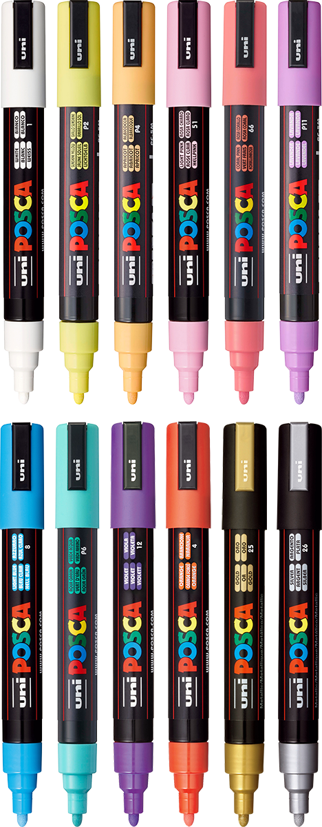 POSCA 12 Piece Soft Marker Set with Bag 21