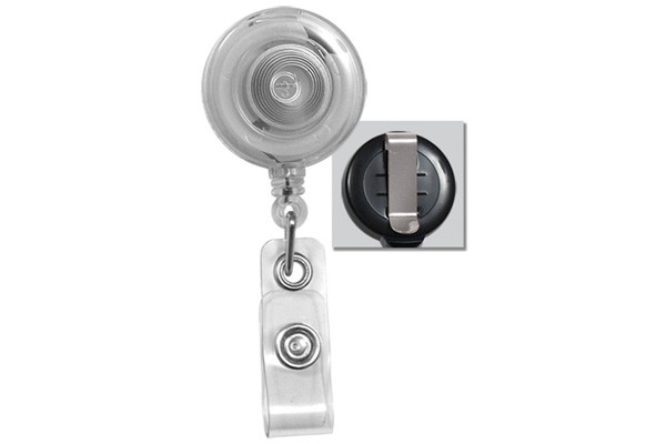 Round Translucent Plastic Badge Reel (Clear) 2