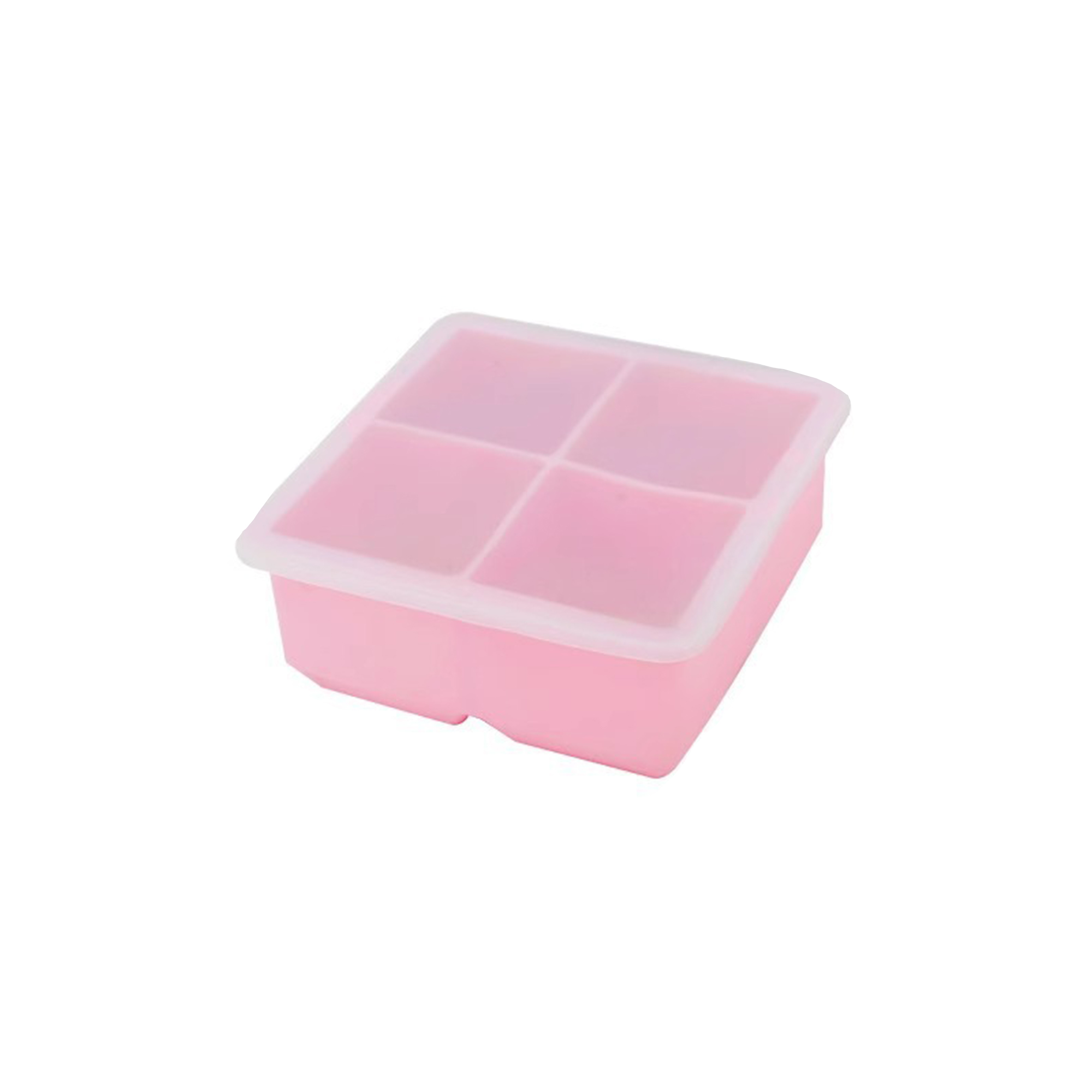 Silicone Extra Large Cube Ice Tray With Protective Lid 4.6" x 4.6" x 2" 6