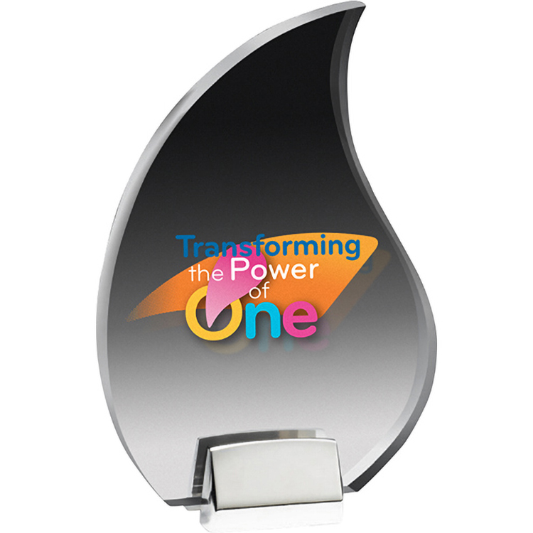 Chrome Base Clear Acrylic Flame Award (5 1/2"x 8 1/4"x 3/4") (PhotoImage)