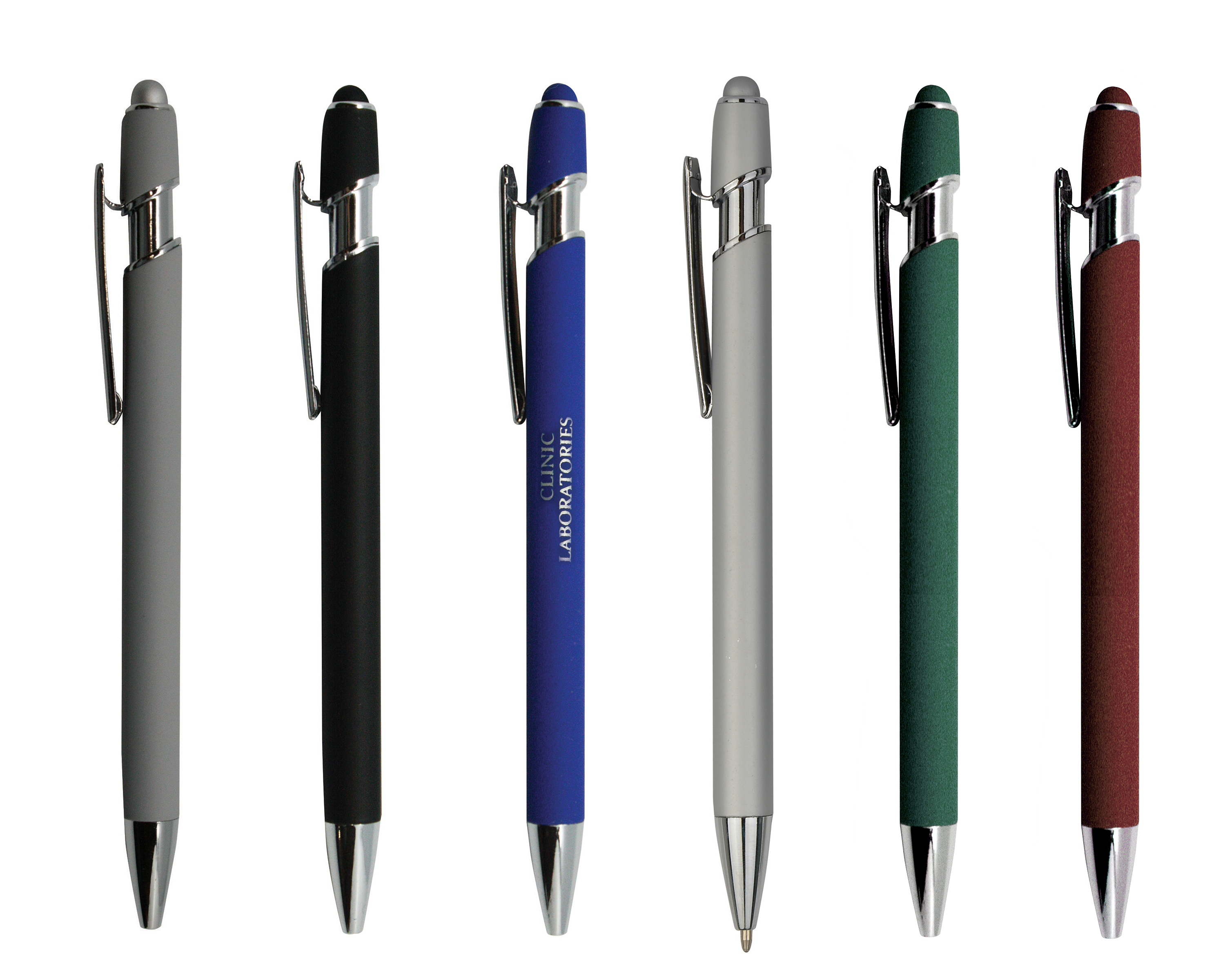 Soft Rubber Finish Click Metal Ballpoint Stylus Pen 1