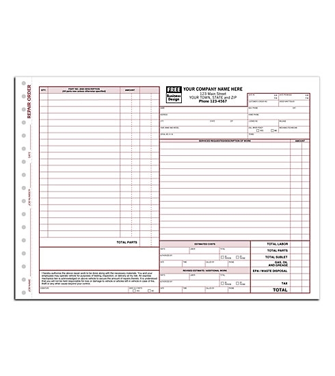 Repair Orders, Carbonless 4