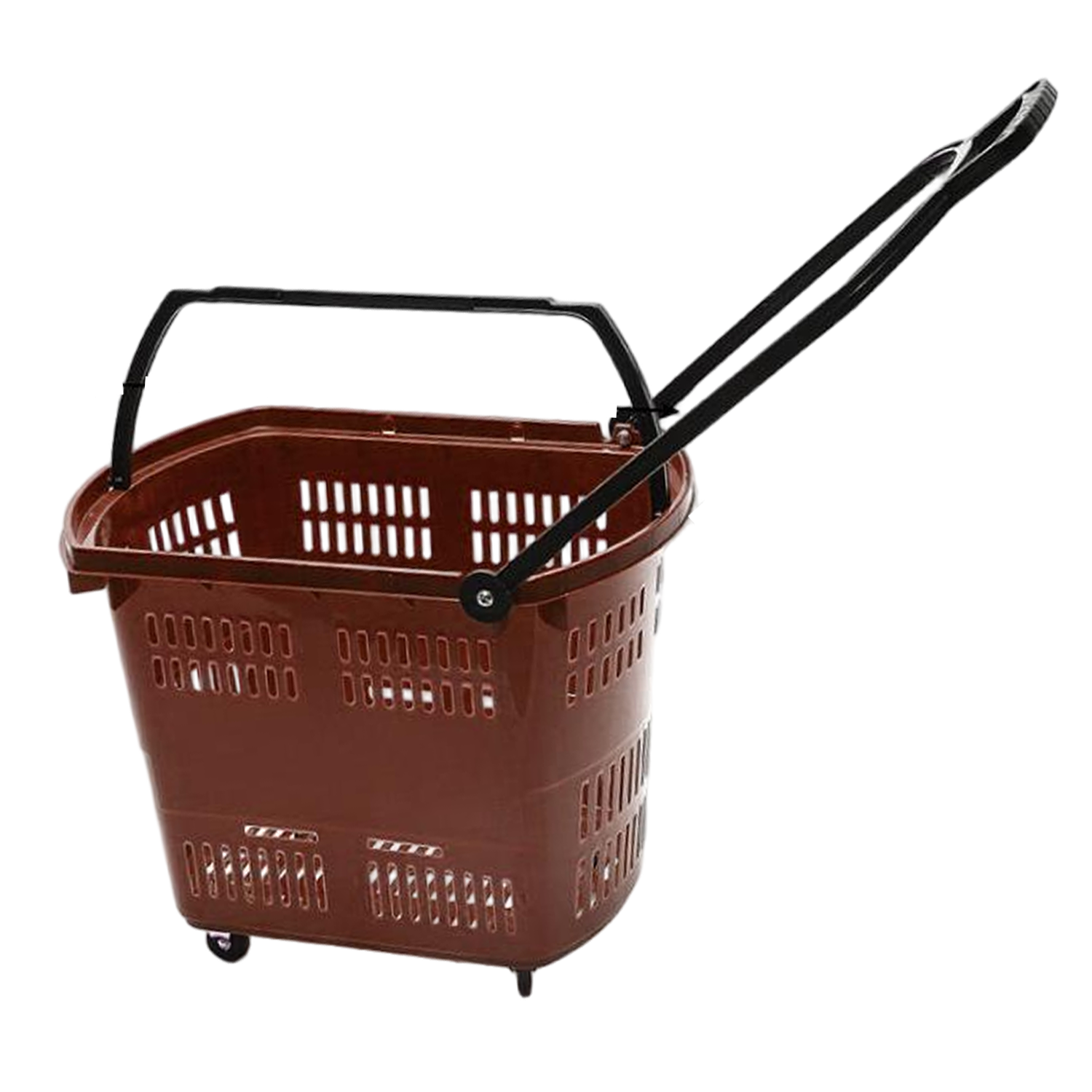 Plastic Wheeled Shopping Baskets w/ Handles 2
