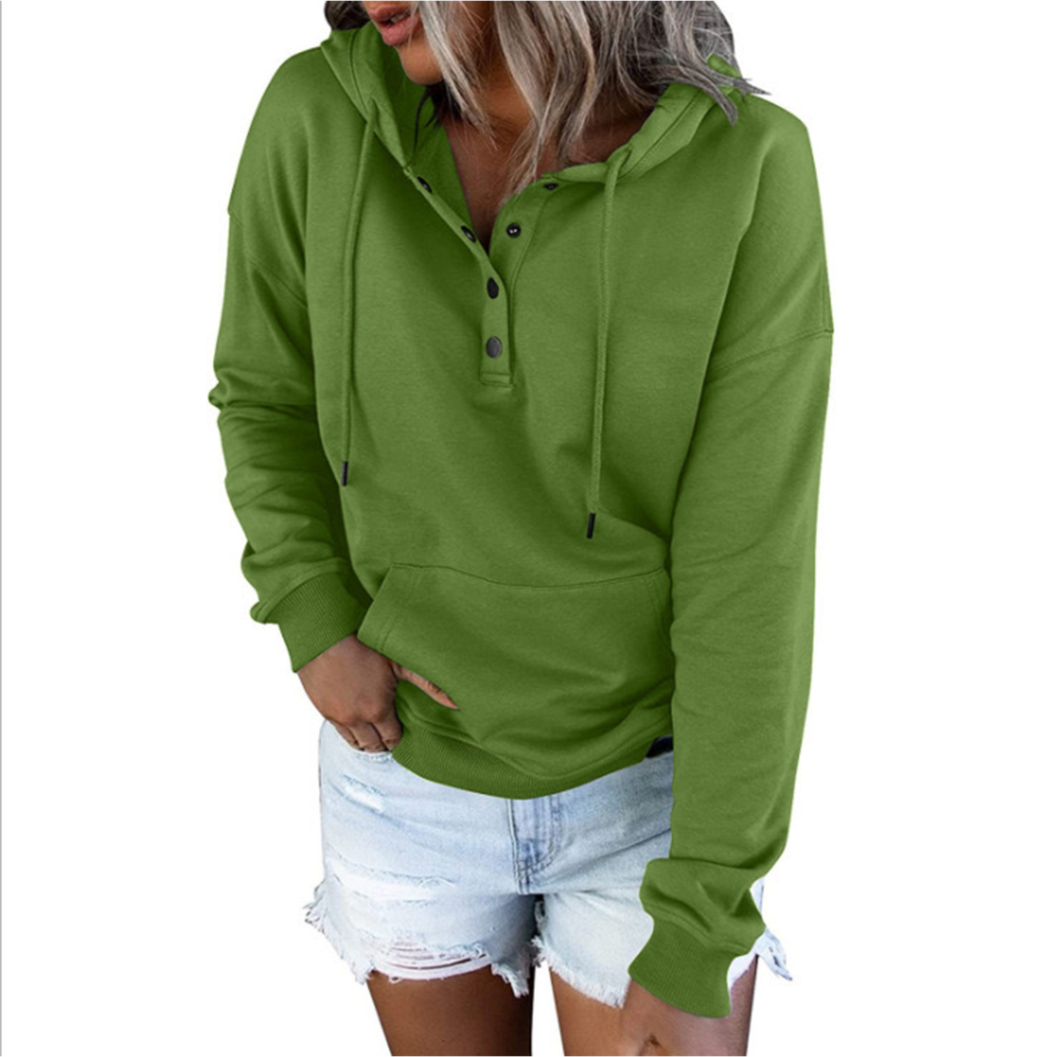 Women's Casual Hoodies Long Sleeve Solid Lightweight Pullove 5
