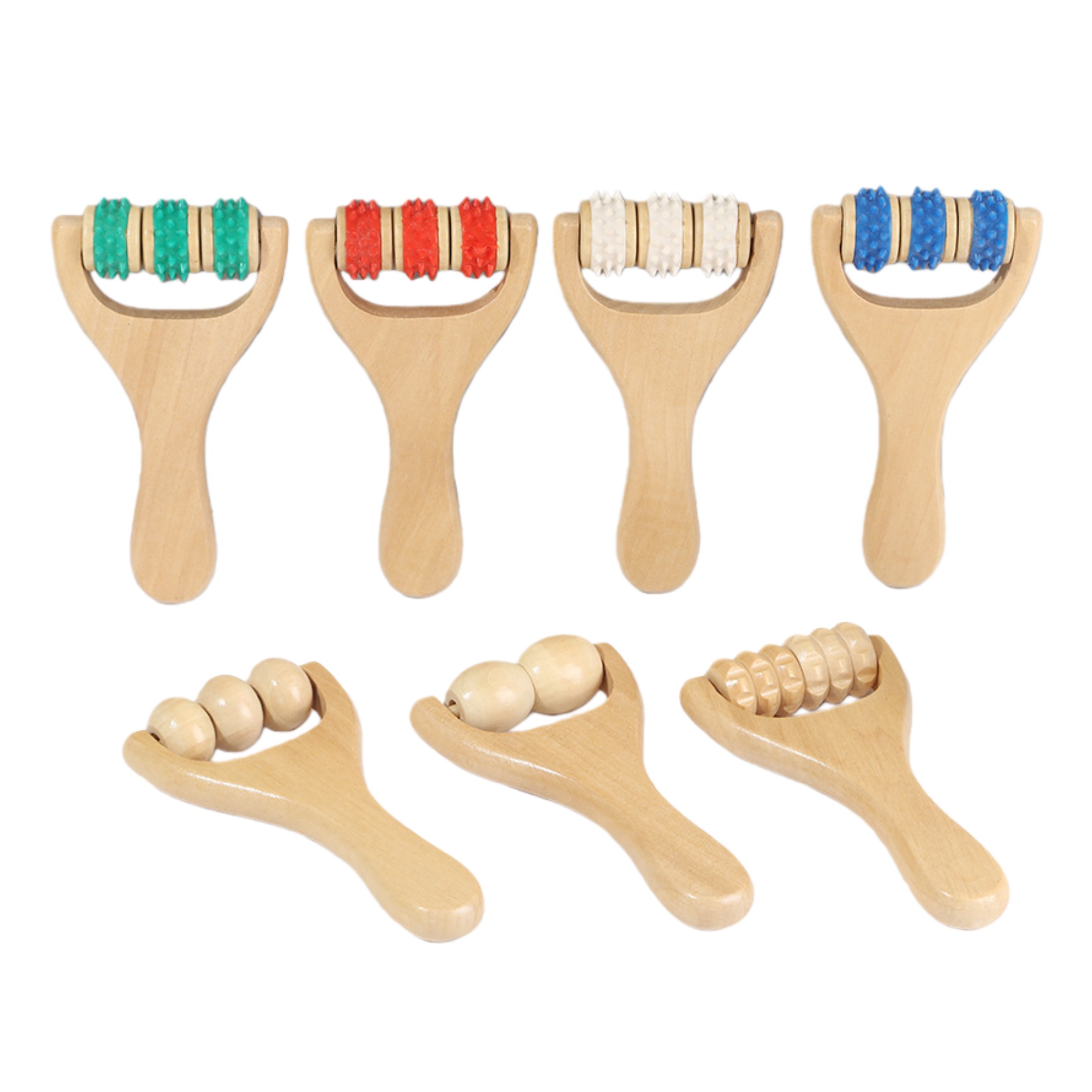 Bamboo Handheld Massage Roller with Natural Finish 3