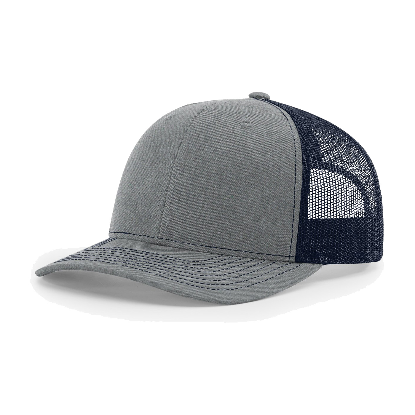 Richardson 112 6-Panel Snapback Trucker Hat w/Leatherette Adhesive Patches or Embroidery 109