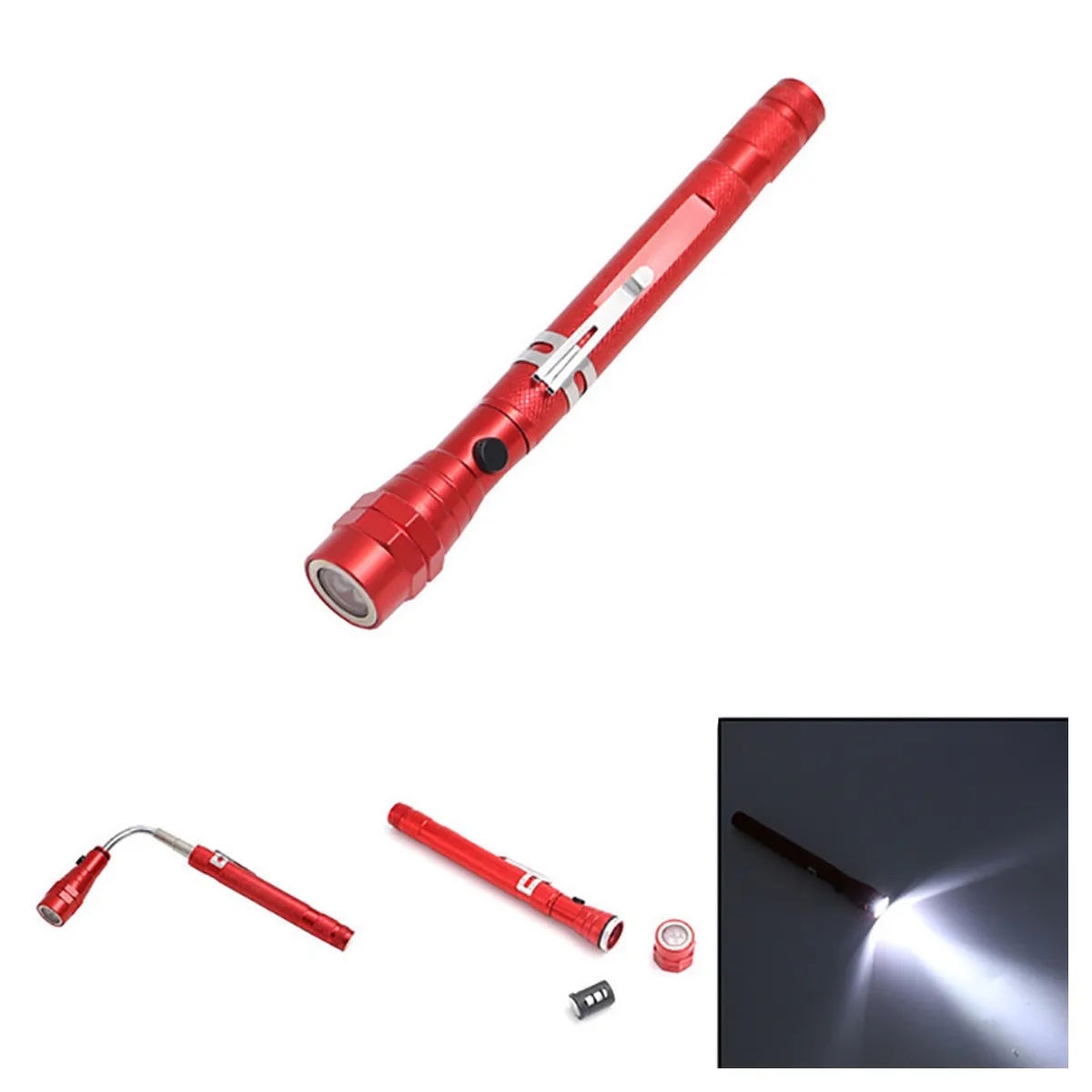 LED Telescopic Extensible Double Magnetic Flashlight 1