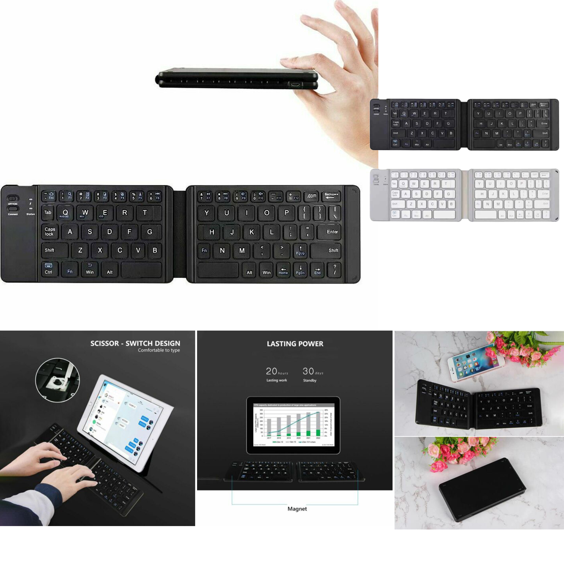 FOLDING KEYBOARD BLUETOOTH WIRELESS KEYPAD 2