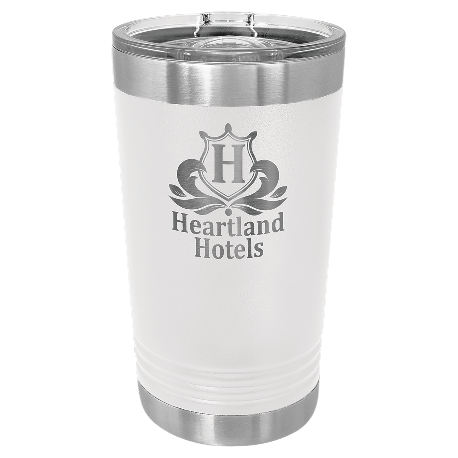 16 oz. White Laser Engraved Polar Camel Pint Tumbler w/Slider Lid 1