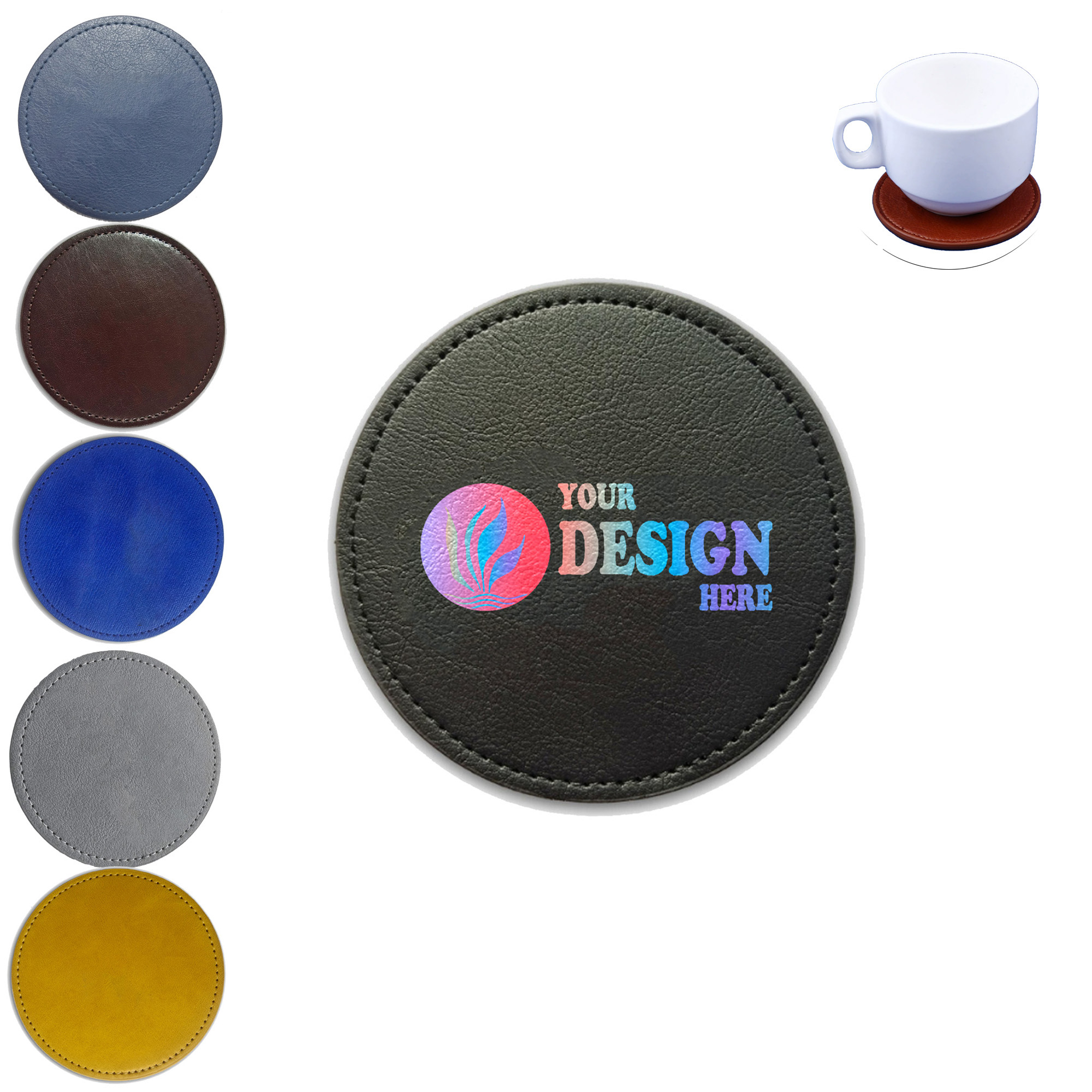 Round Leather Drink Coaster 1