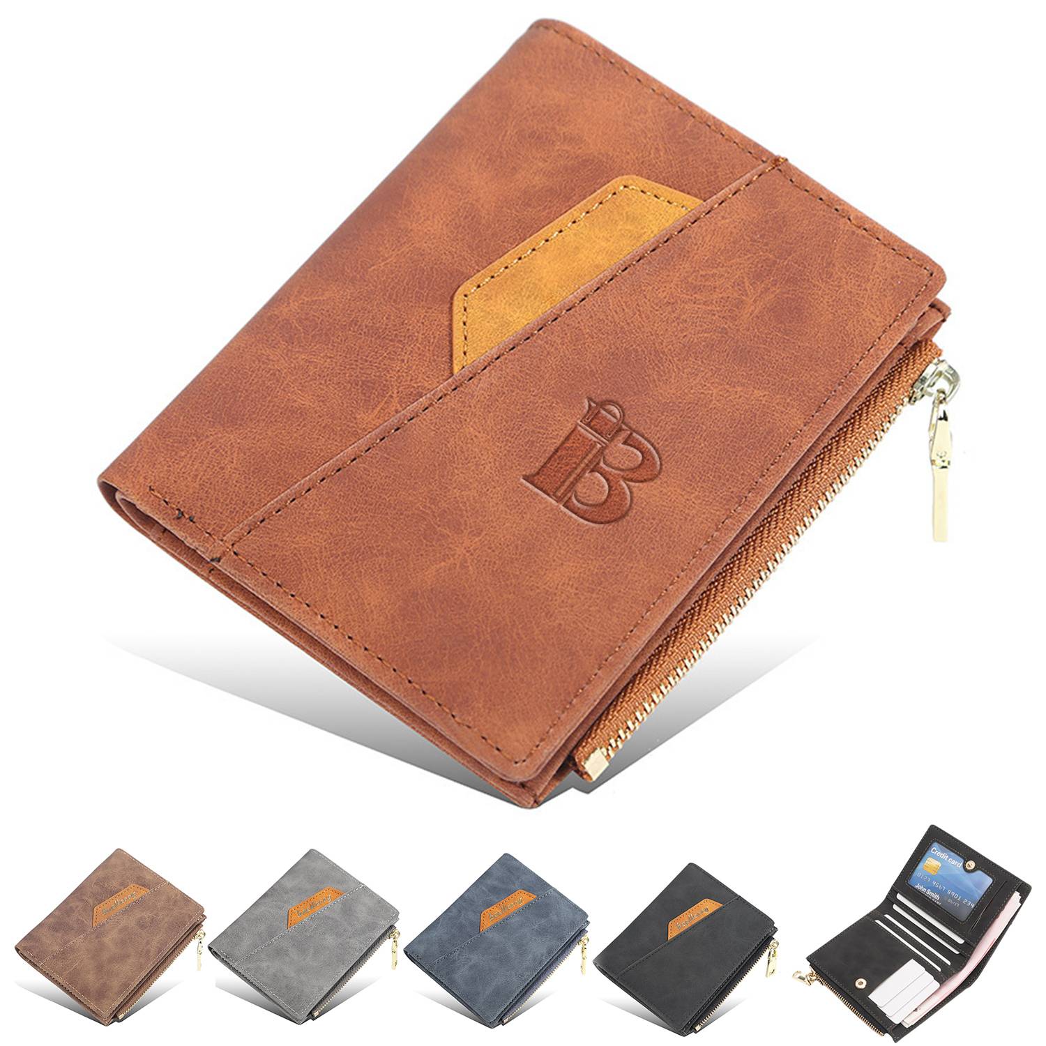Men's Short Vintage Purse Slim PU Leather Wallet