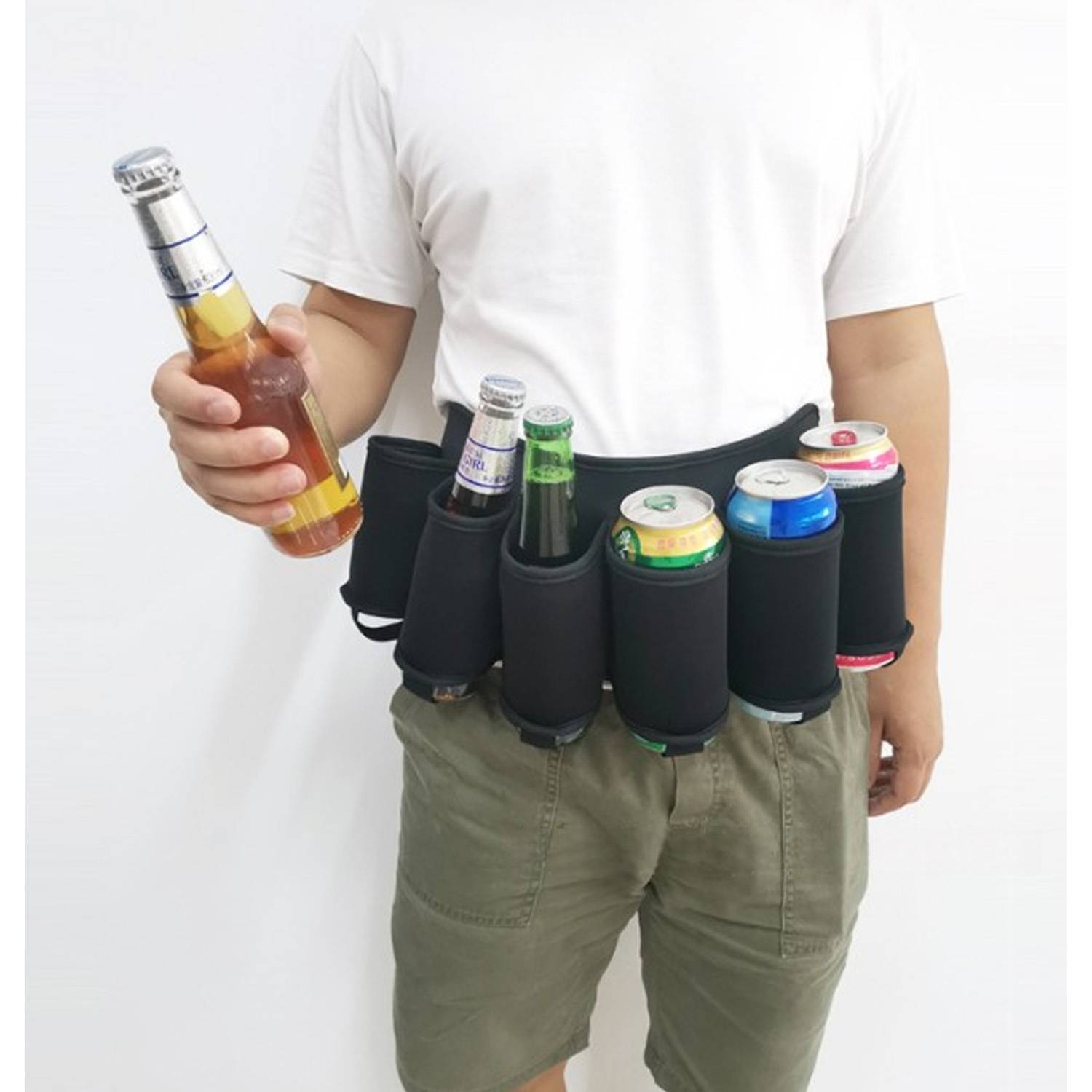 6 Pack Adjustable Neoprene Beer Belt Holder 2