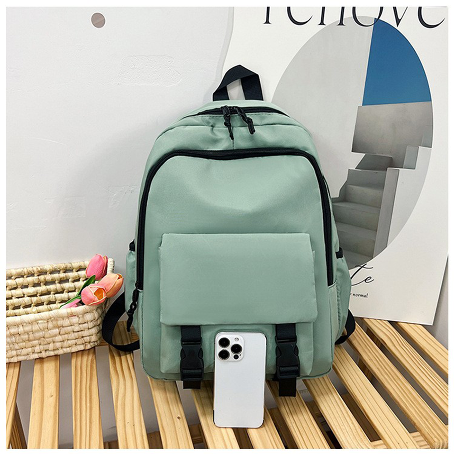 Nylon Student Travel Backpack 15