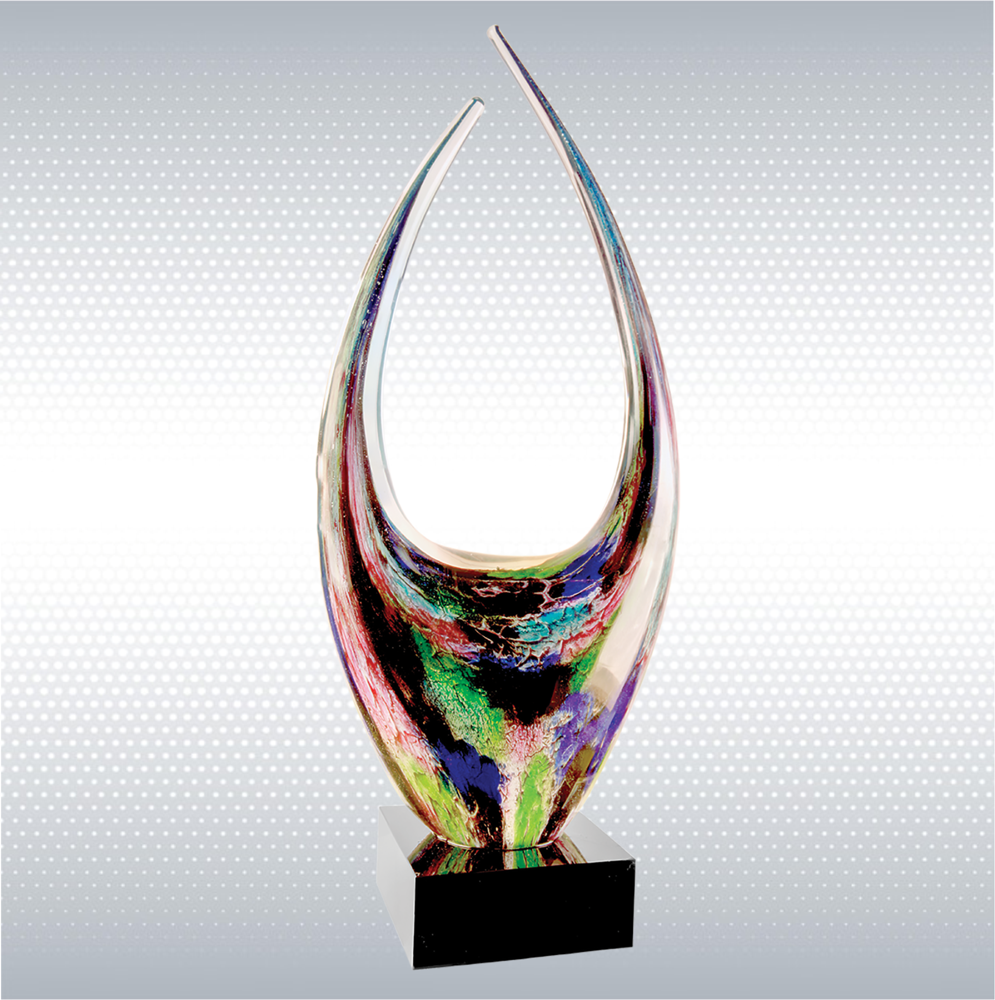 16 3/4" Dual Rising Art Glass w/Square Black Base 5